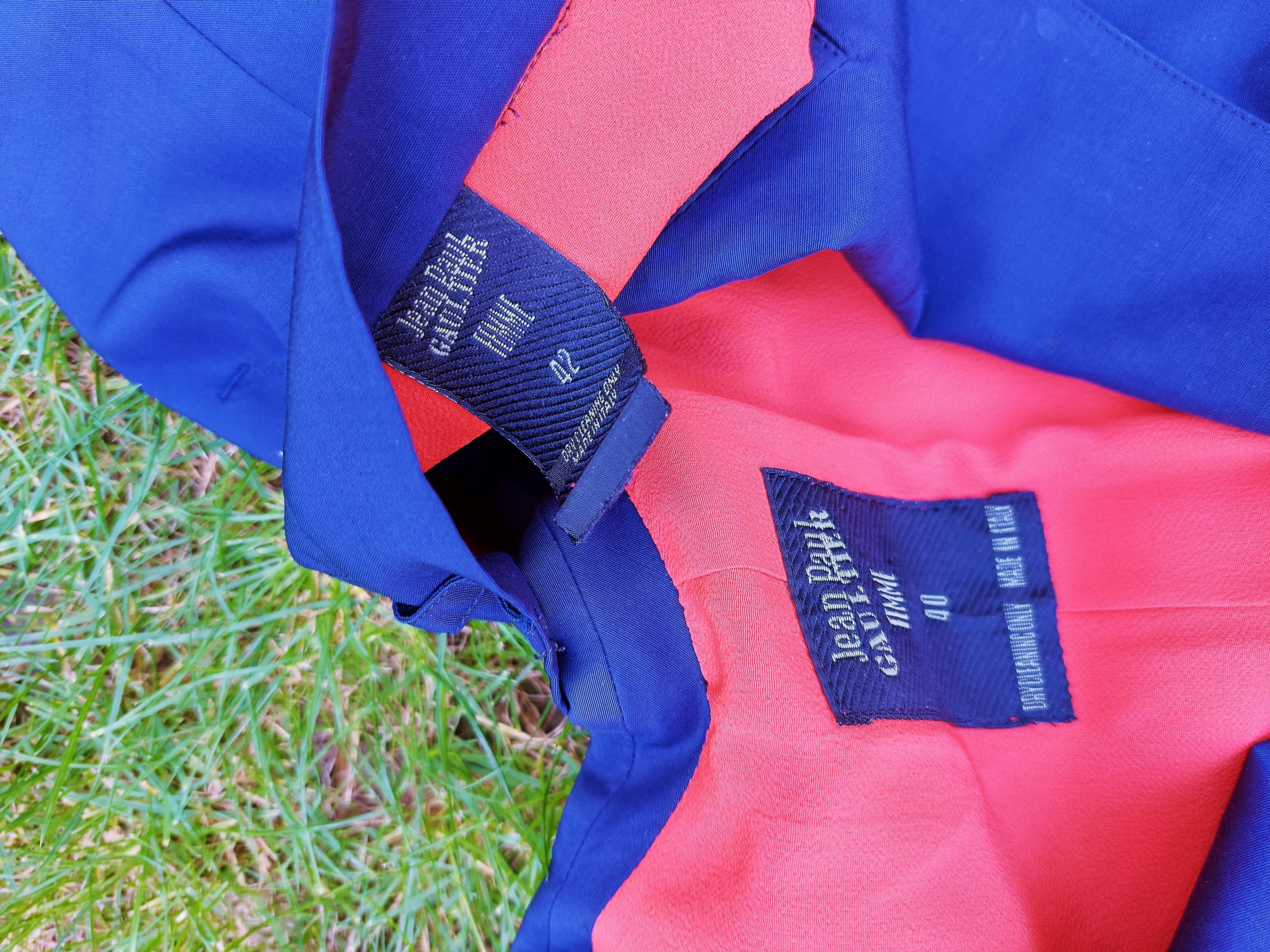 Jean Paul Gaultier Classique Bleu Marine Orange Blazer Formal Blazer Jupe Costume Excellent état - En vente à PARIS, FR