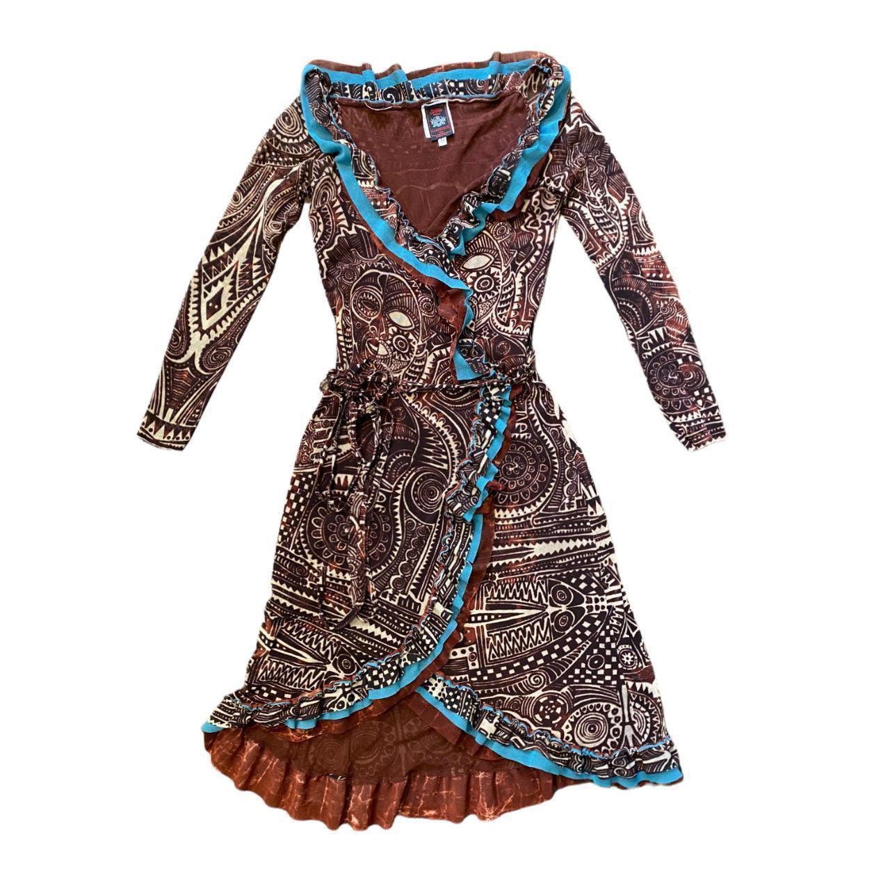 Jean Paul Gaultier Classique Kleid  1990er Jahre Vintage Stammeskunst Aztekisches Wickelkleid im Angebot 1