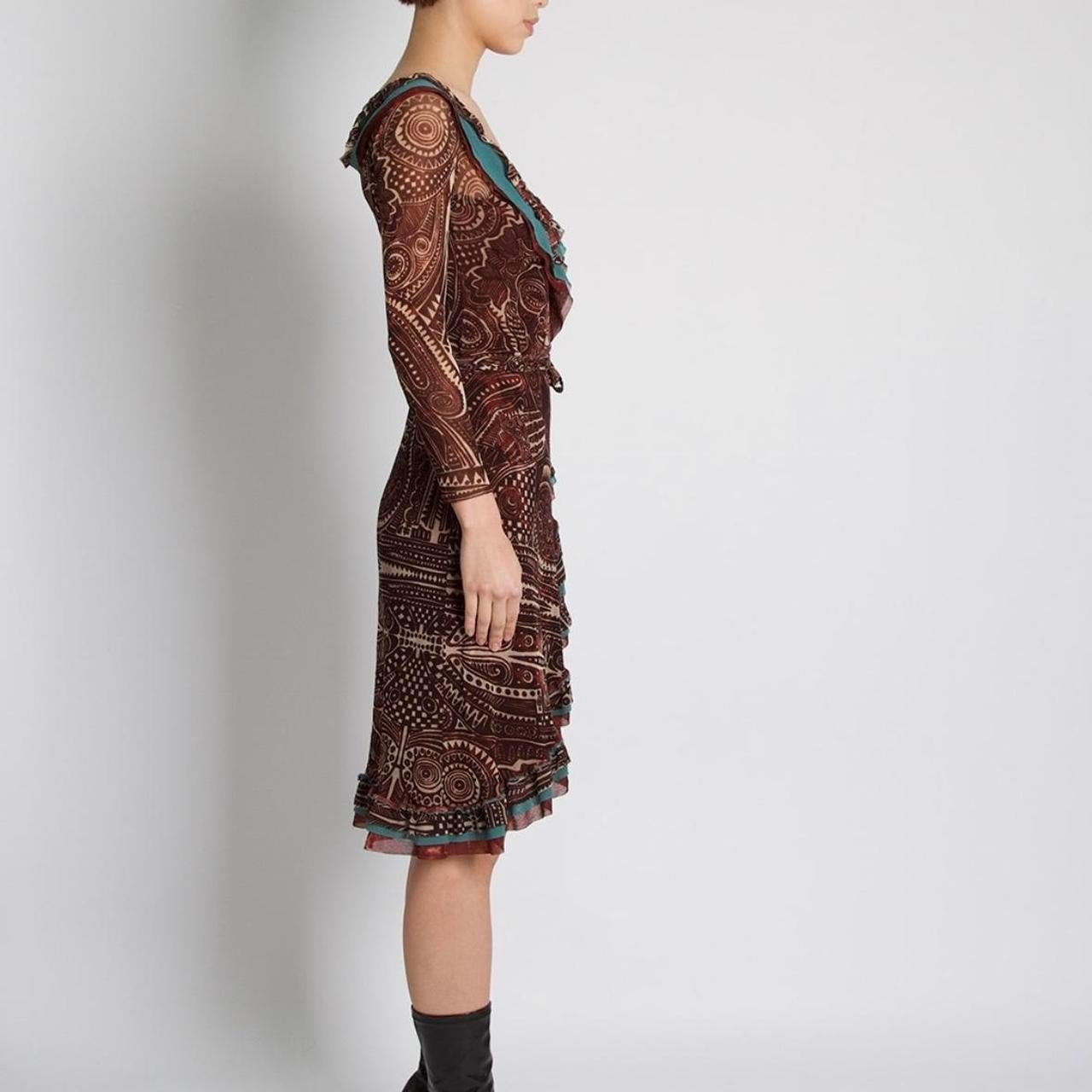 Jean Paul Gaultier Classique Kleid  1990er Jahre Vintage Stammeskunst Aztekisches Wickelkleid im Angebot 3