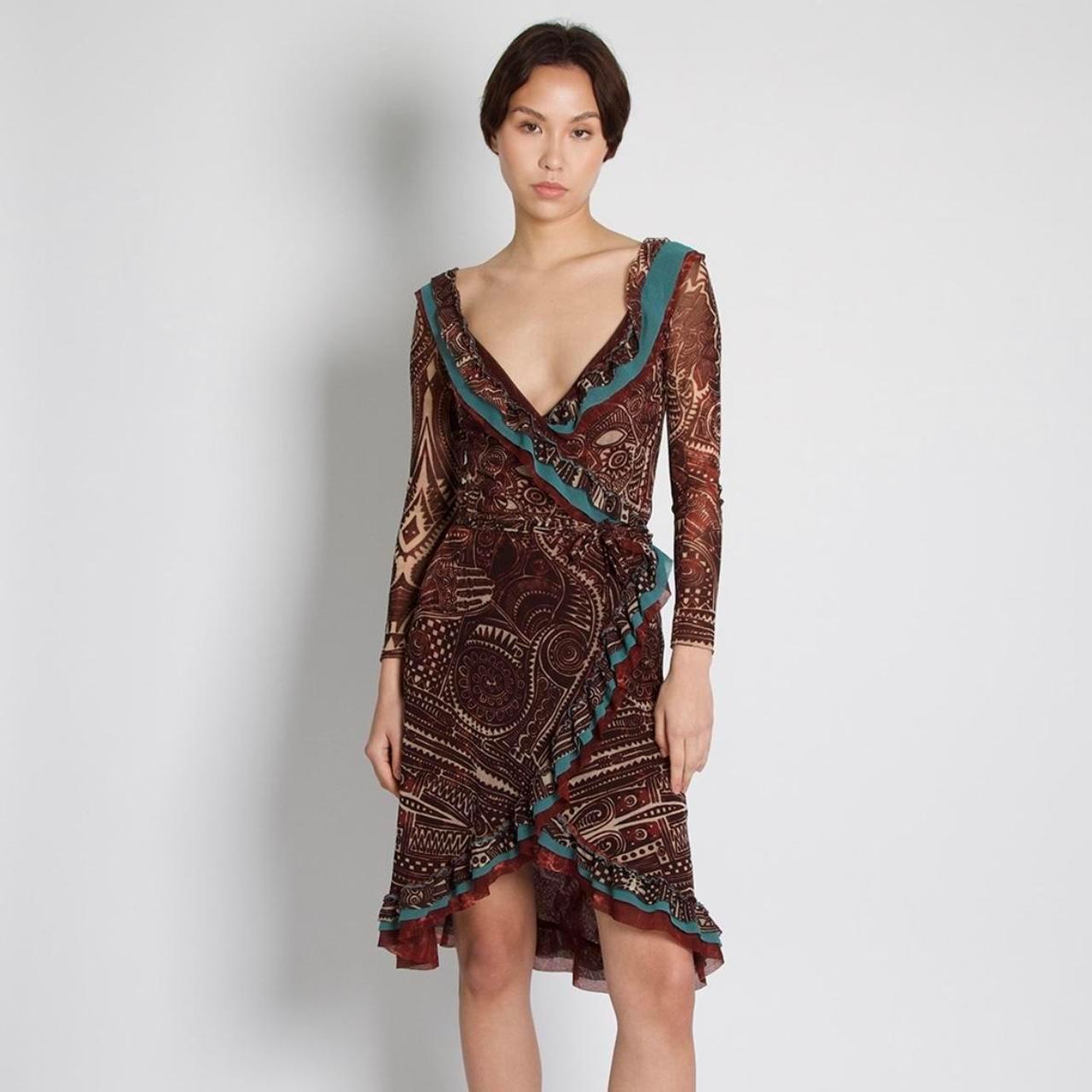 Jean Paul Gaultier Classique Dress  1990's Vintage Tribal Aztec Wrap Dress For Sale 5