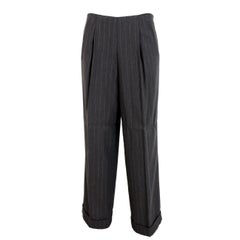 Jean Paul Gaultier Classique Pantalon large à rayures en laine grise