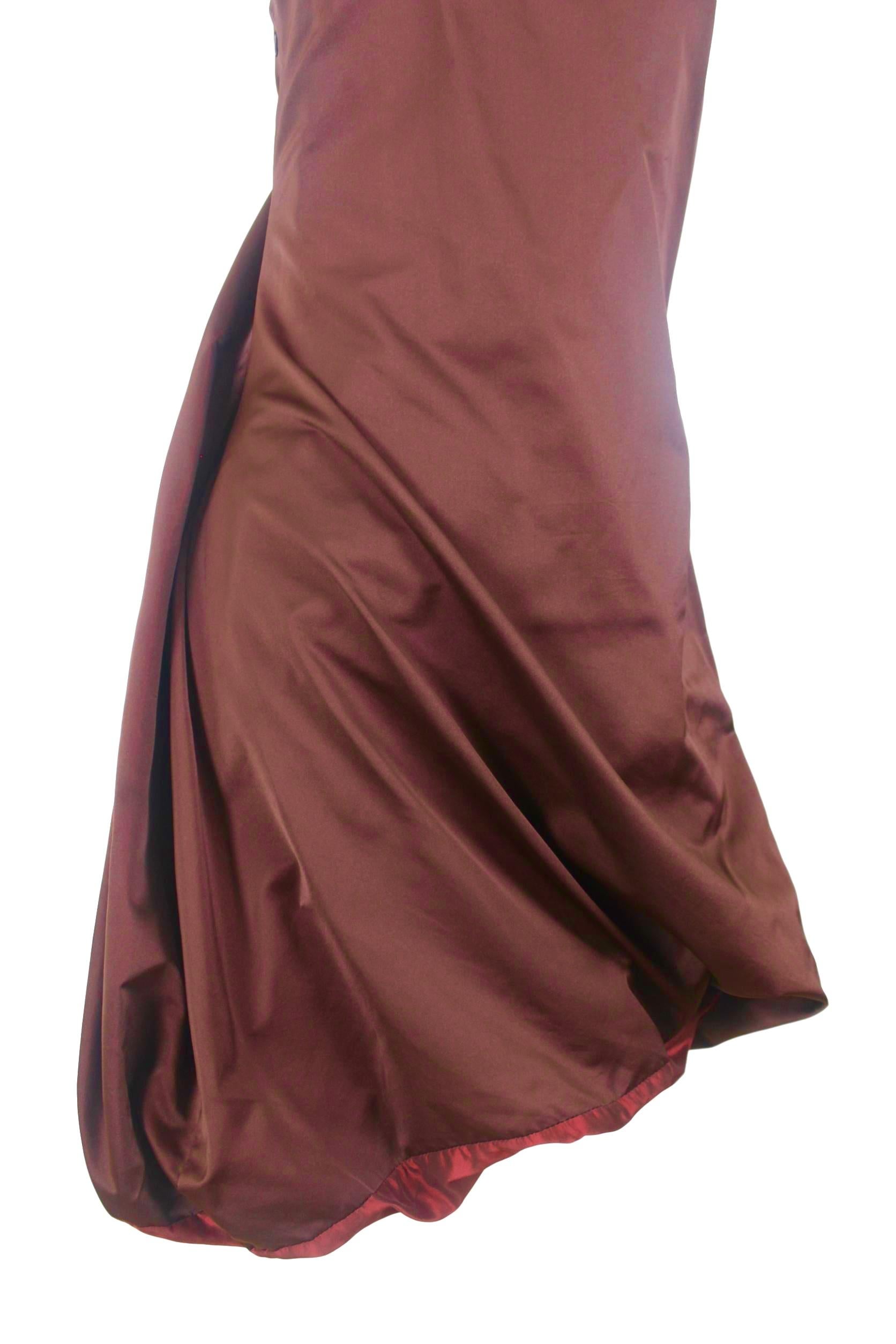 Brown Jean Paul Gaultier Classique Label Bronze Satin Balloon Dress Spring/Summer 2003 For Sale