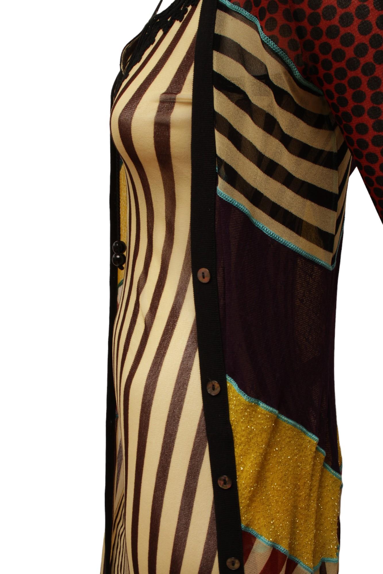 Jean Paul Gaultier Classique Maille Pattern Blocked Button Up Long Cardigan 5