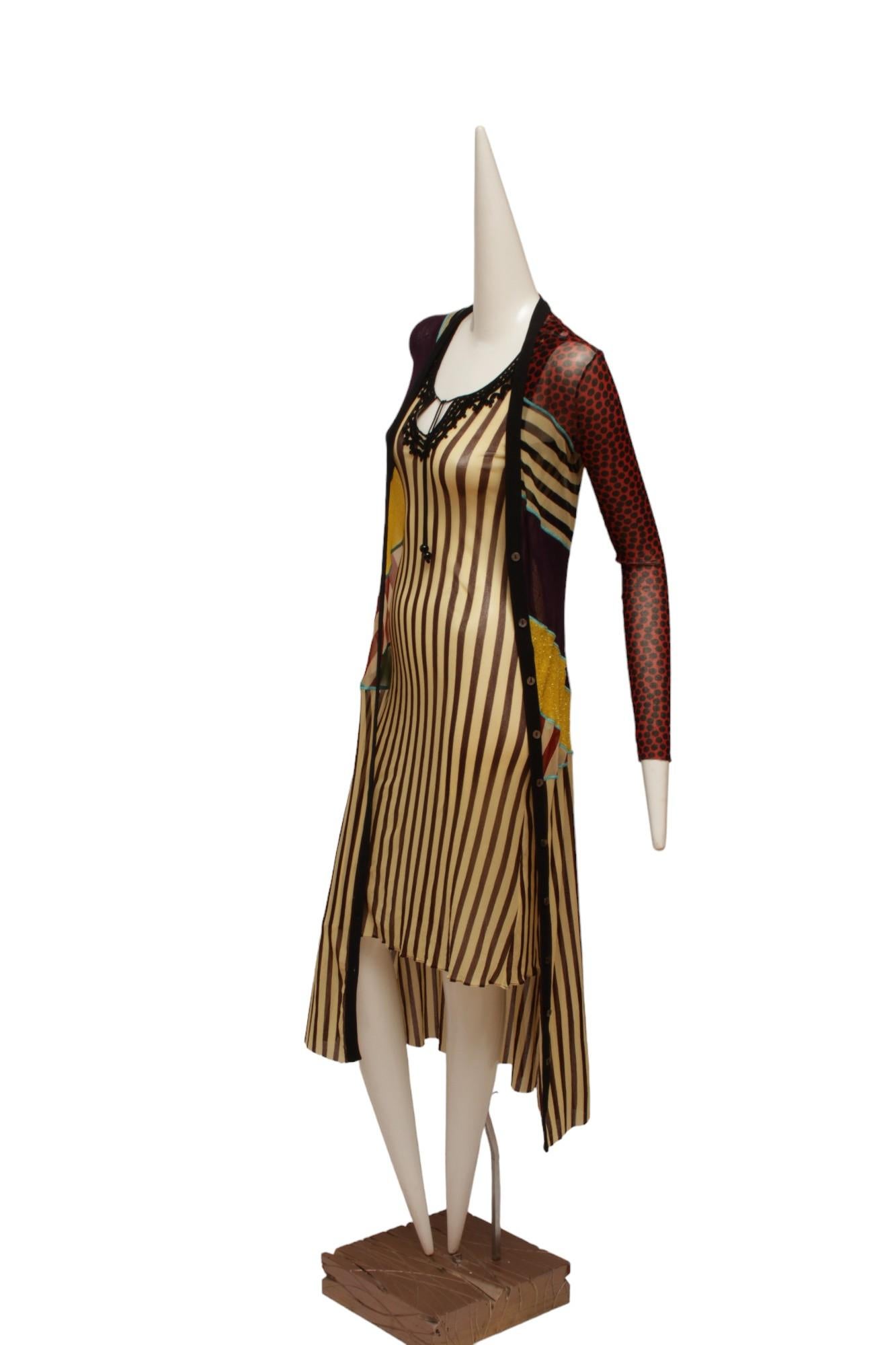 Jean Paul Gaultier Classique Maille Pattern Blocked Button Up Long Cardigan 2