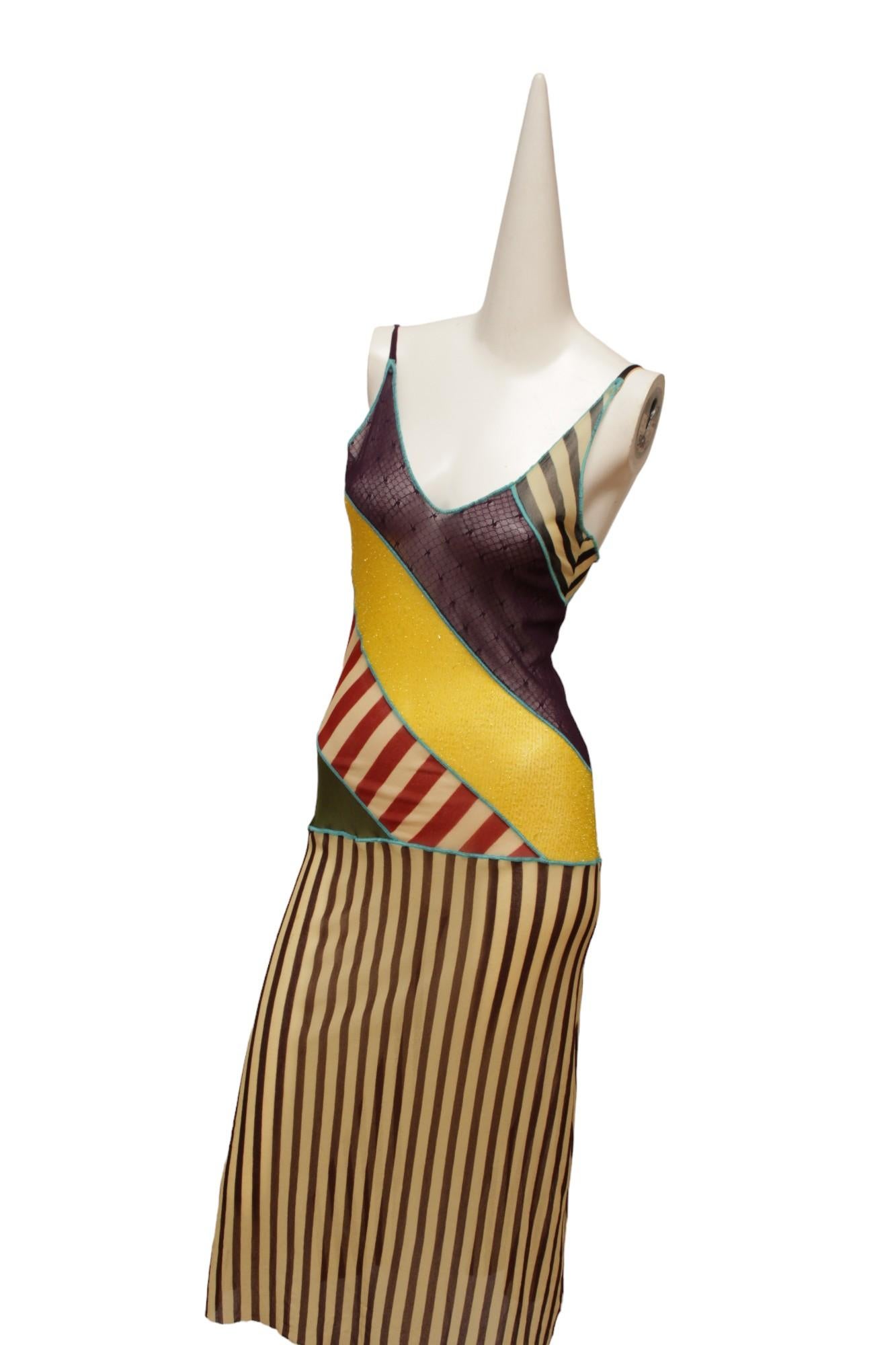 Jean Paul Gaultier Classique Maille Pattern Blocked Tank Dress In Excellent Condition In Kingston, NY