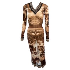 Robe longue en maille semi-transparente avec logo vintage Jean Paul Gaultier Classique S/S 1998