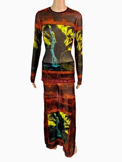 Jean Paul Gaultier Classique S/S 2000 Abstract Top & Skirt Ensemble 2 Piece Set