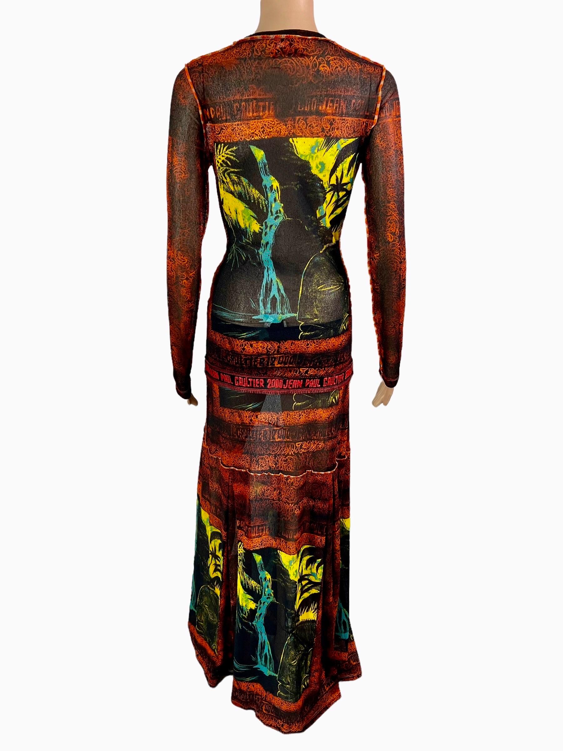 Brown Jean Paul Gaultier Classique S/S 2000 Abstract Top & Skirt Ensemble 2 Piece Set For Sale