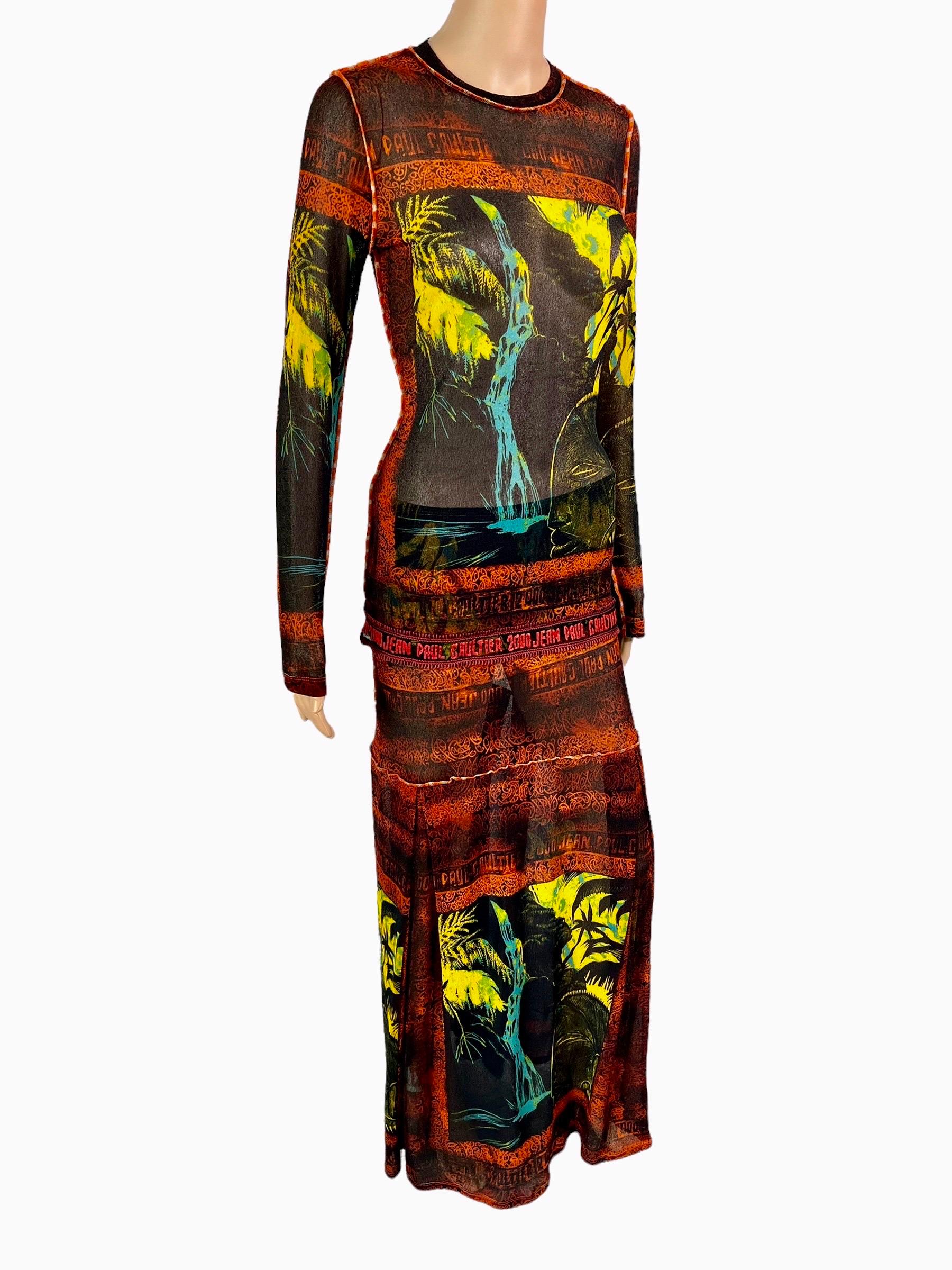 Jean Paul Gaultier Classique S/S 2000 Abstract Top & Skirt Ensemble 2 Piece Set In Good Condition For Sale In Naples, FL