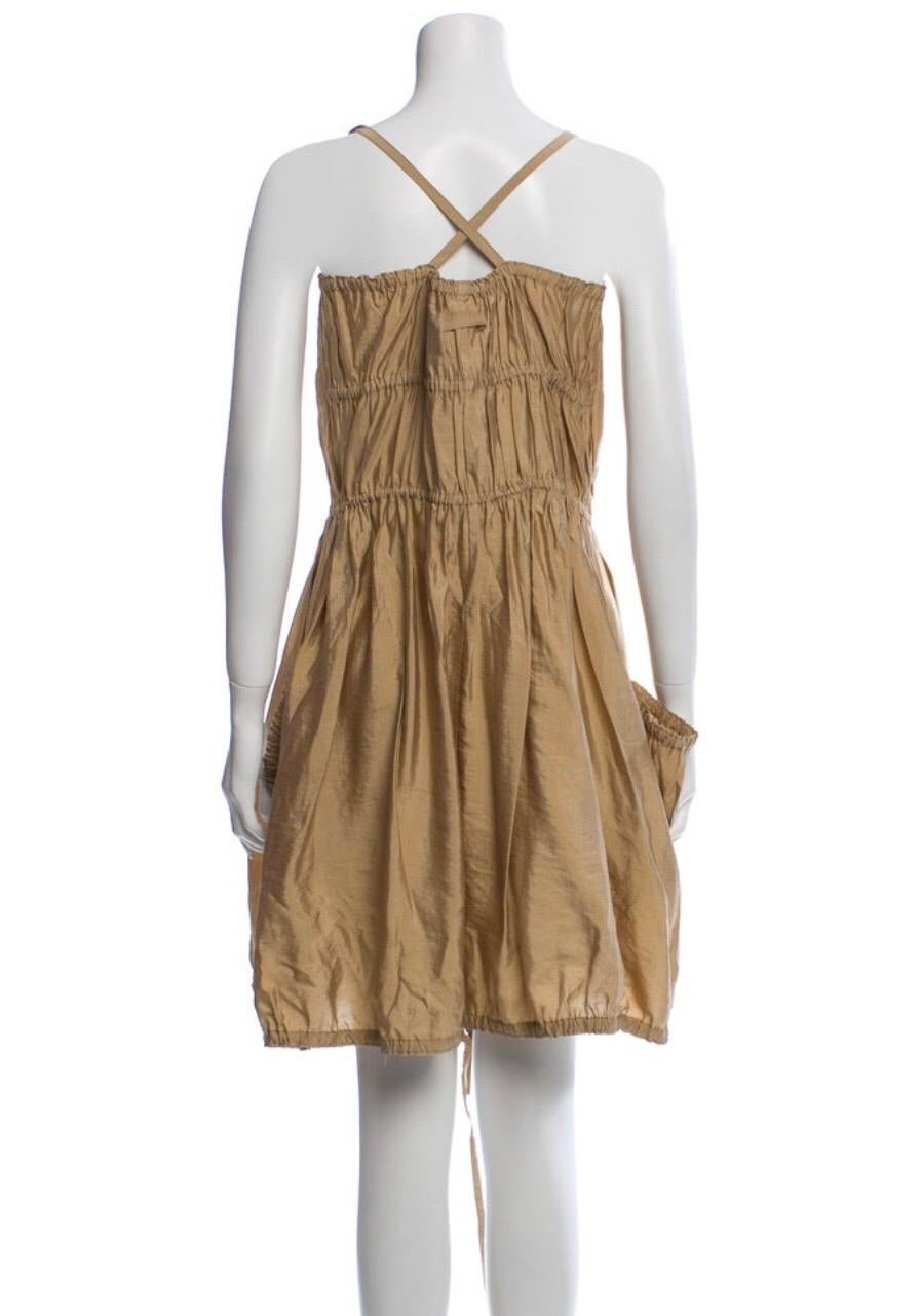 Brown Jean Paul Gaultier Classique Silk Dress, zippers and drawstrings