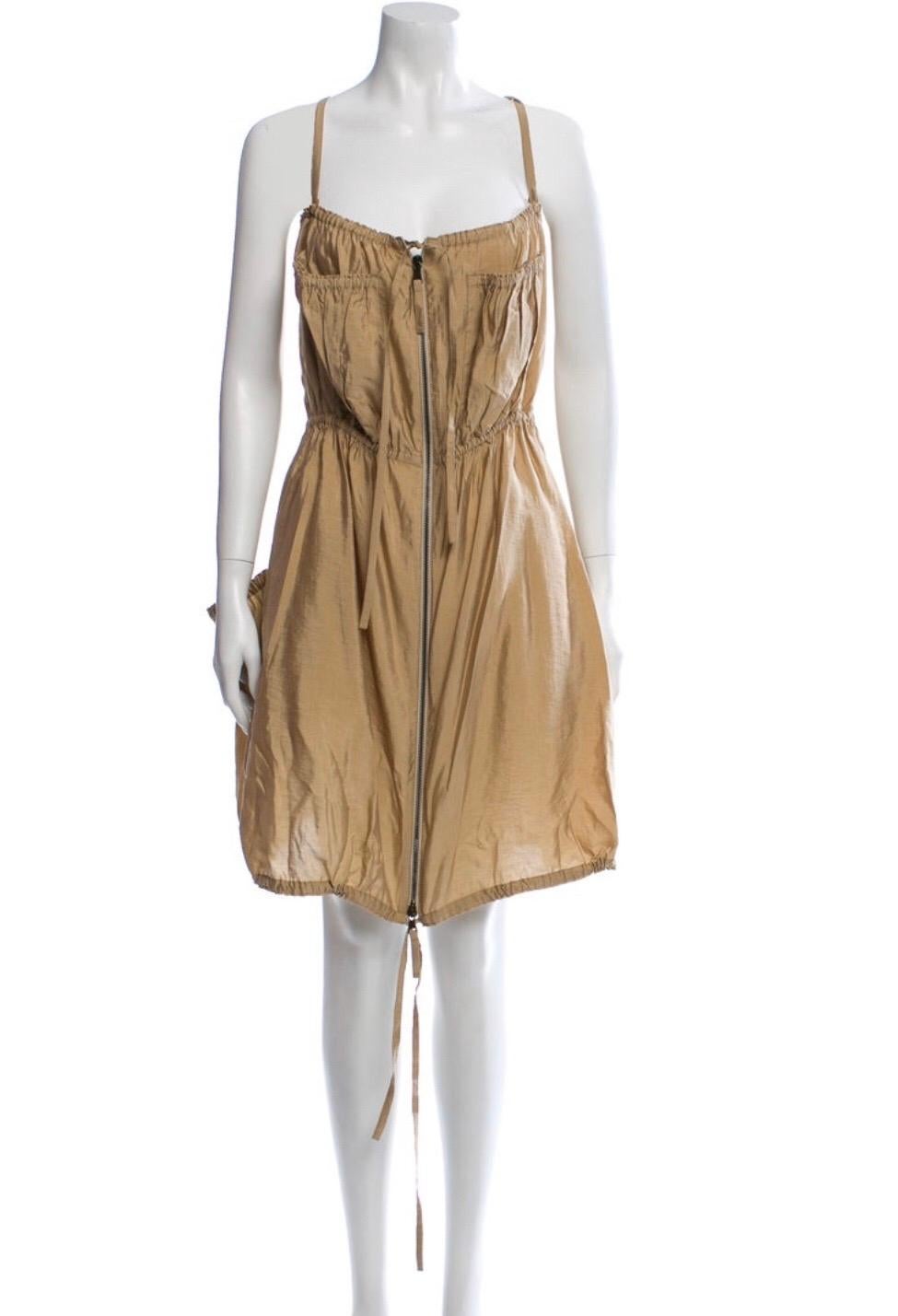 Jean Paul Gaultier Classique Silk Dress, zippers and drawstrings In Excellent Condition In Austin, TX