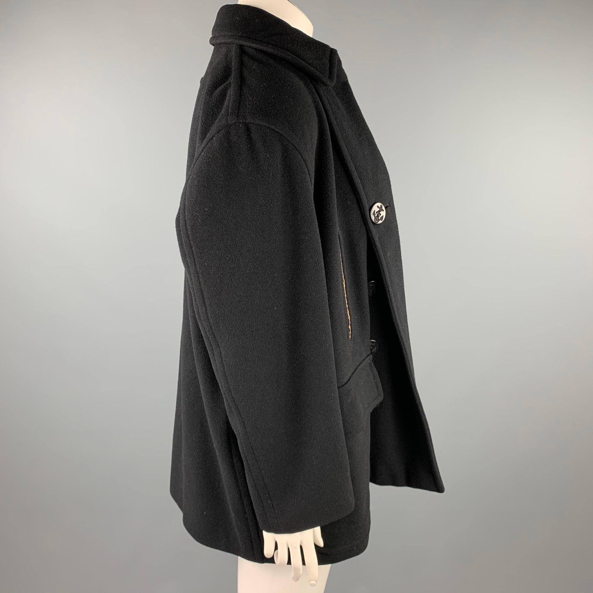 JEAN PAUL GAULTIER CLASSIQUE Size 10 Black Wool Blend Open Front Coat In Good Condition For Sale In San Francisco, CA