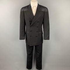 JEAN PAUL GAULTIER CLASSIQUE Size 38 Black Wool Peak Lapel Double Breasted Suit