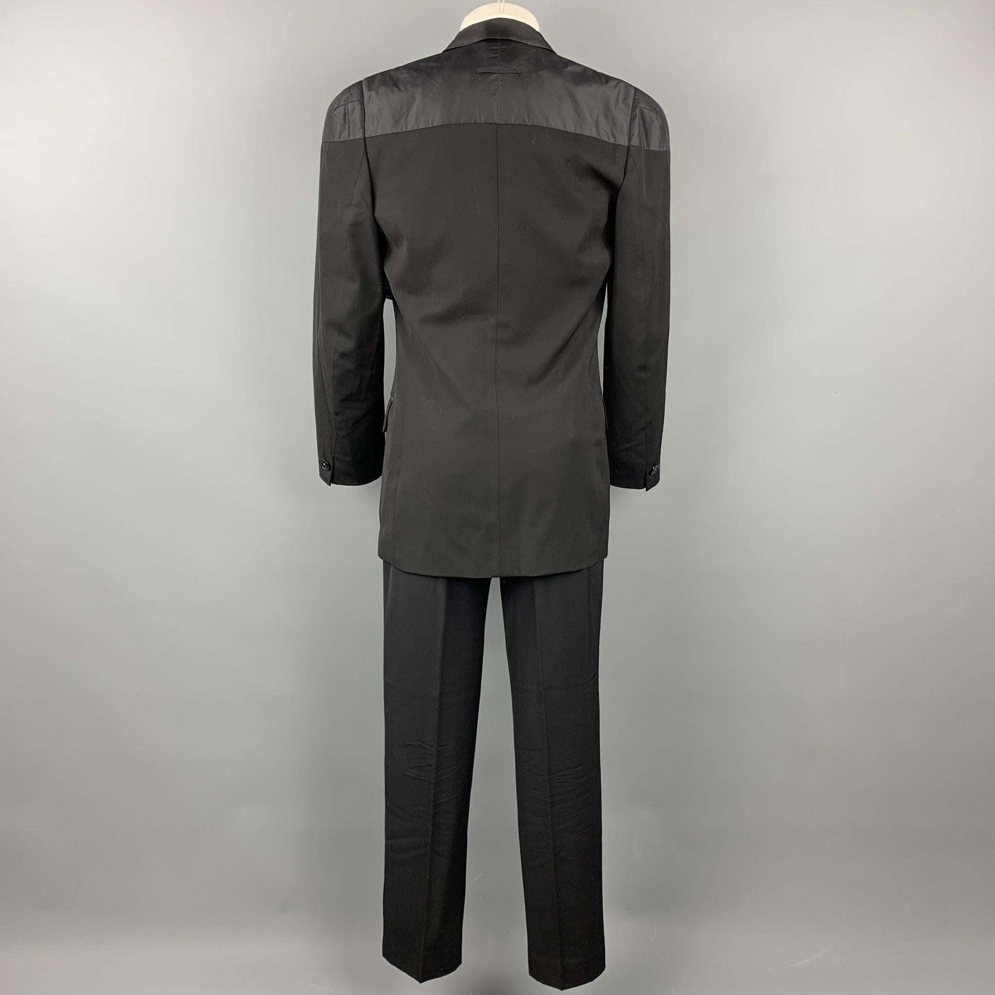 JEAN PAUL GAULTIER CLASSIQUE Size 38 Black Wool Peak Lapel Double Breasted Suit In Good Condition For Sale In San Francisco, CA