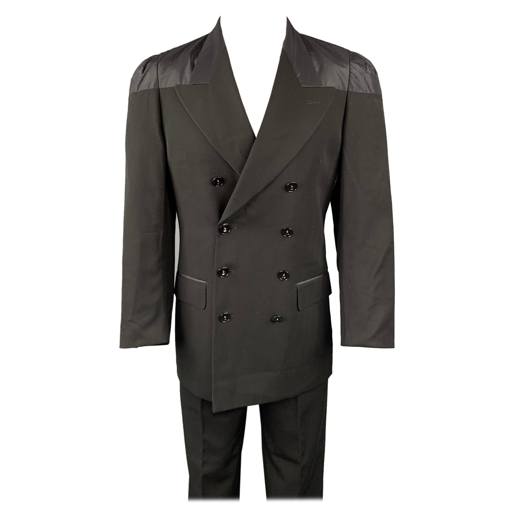 Costume croisé Jean-Paul Gaultier CLASSIQUE Taille 38 Laine noire à revers pointu