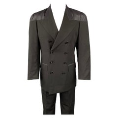 JEAN PAUL GAULTIER CLASSIQUE Talla 38 Traje negro de lana con solapa de pico y doble botonadura