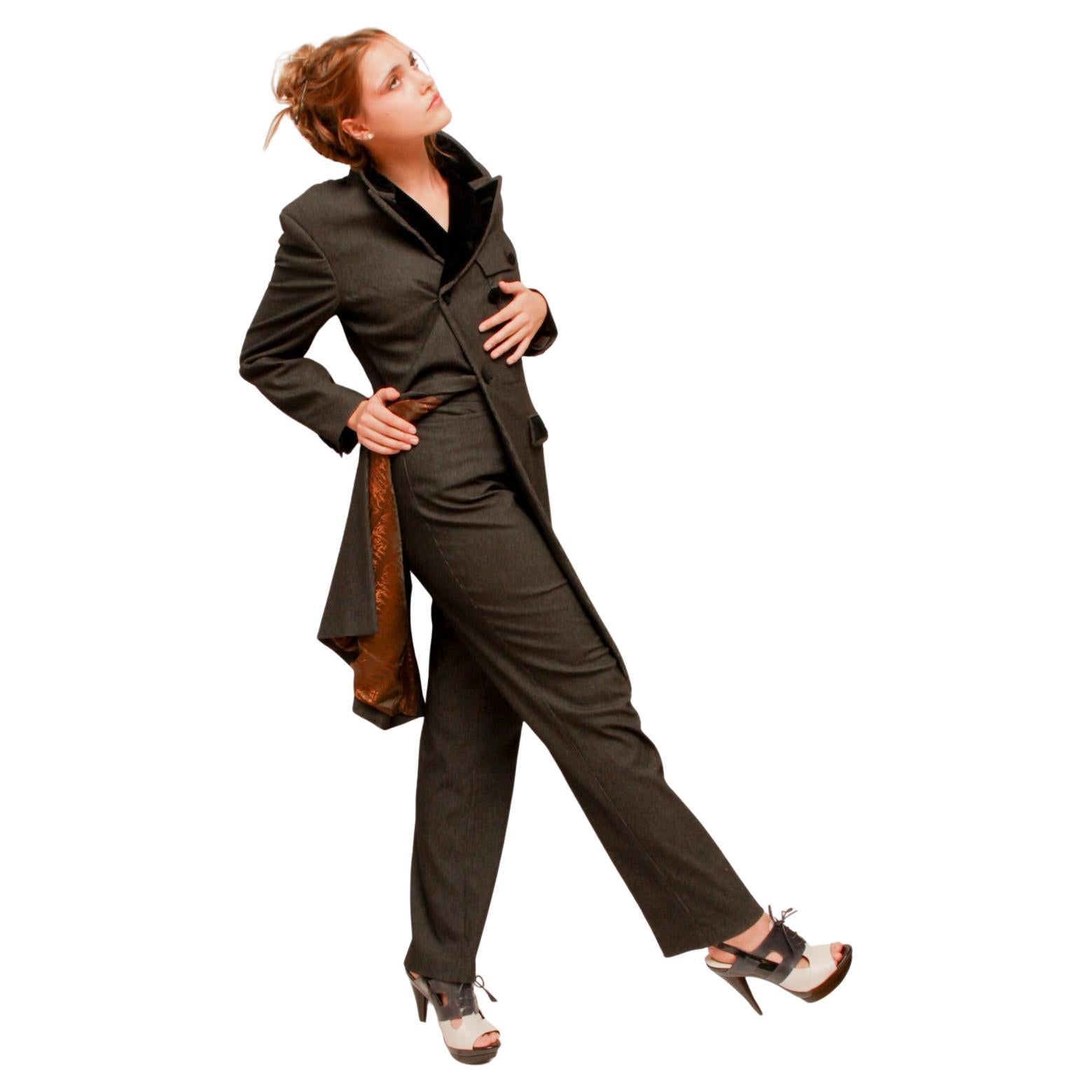 Jean Paul Gaultier Classique, smoking con pantaloni con rifiniture in velluto nero