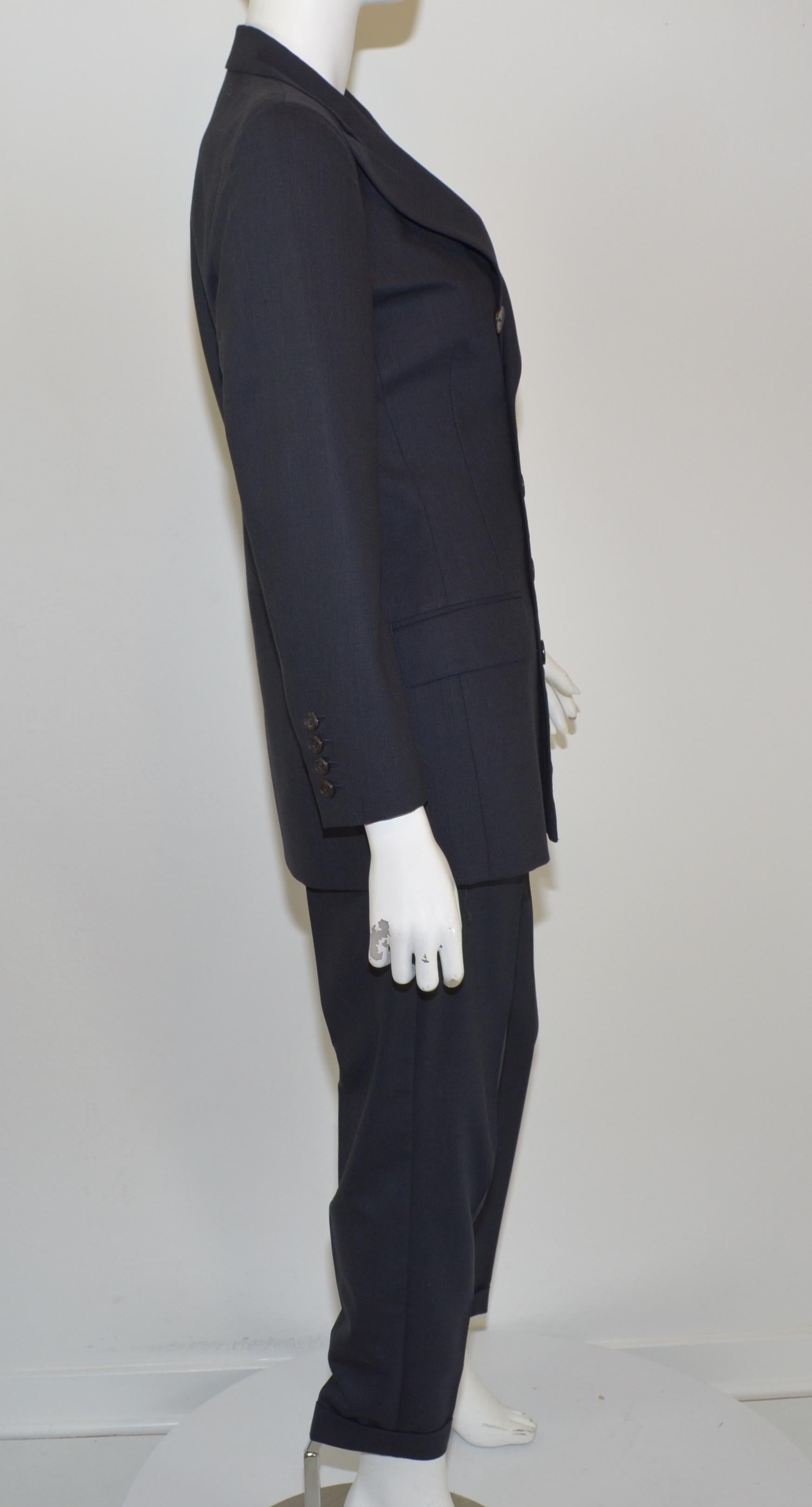 Jean Paul Gaultier Classique Vintage Navy Wolle Hose mit Jacke Anzug (Schwarz)