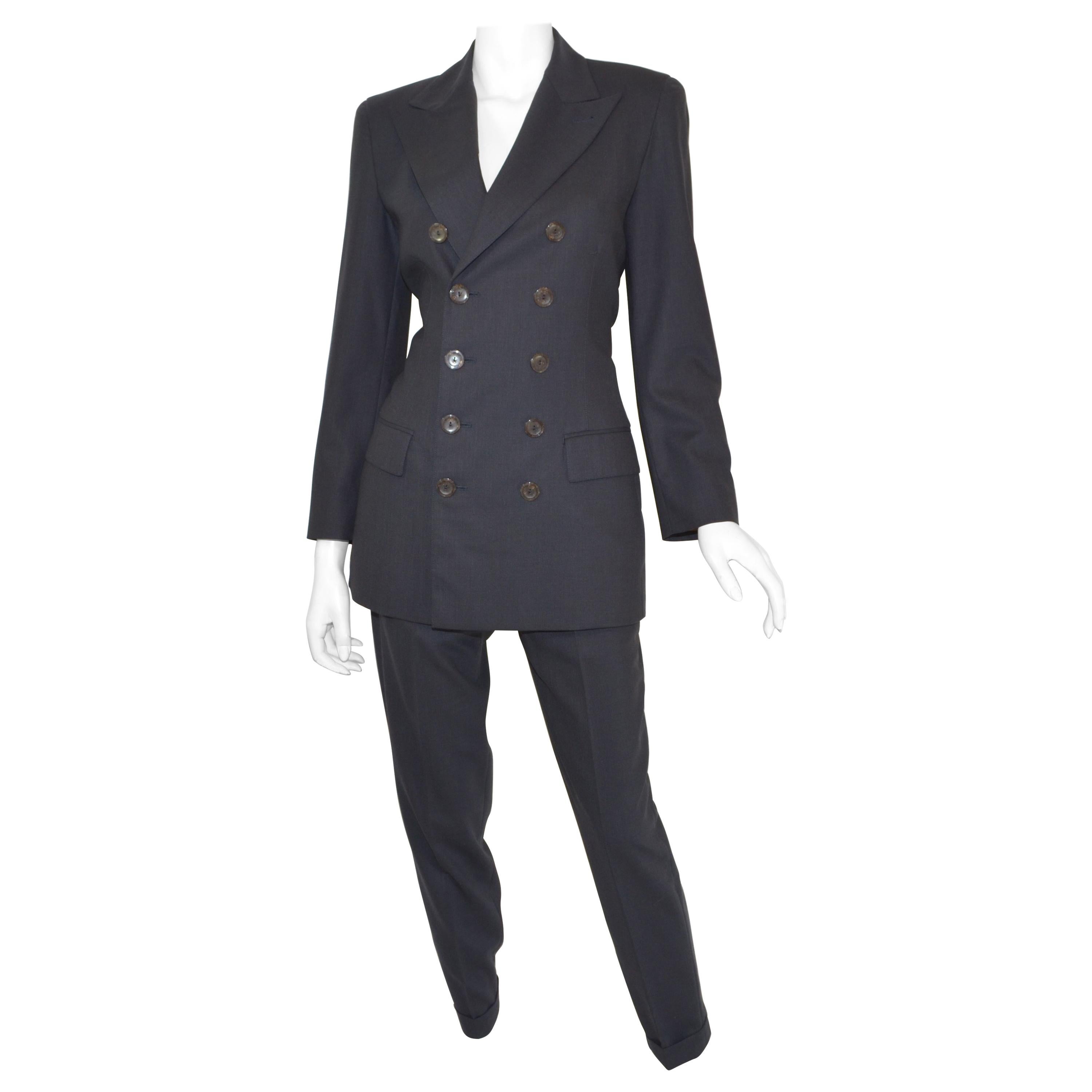 Jean Paul Gaultier Classique Vintage Navy Wolle Hose mit Jacke Anzug