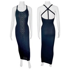 Jean Paul Gaultier Classique Vintage, Maxi Vestito Nero in Maglia Semitrasparente
