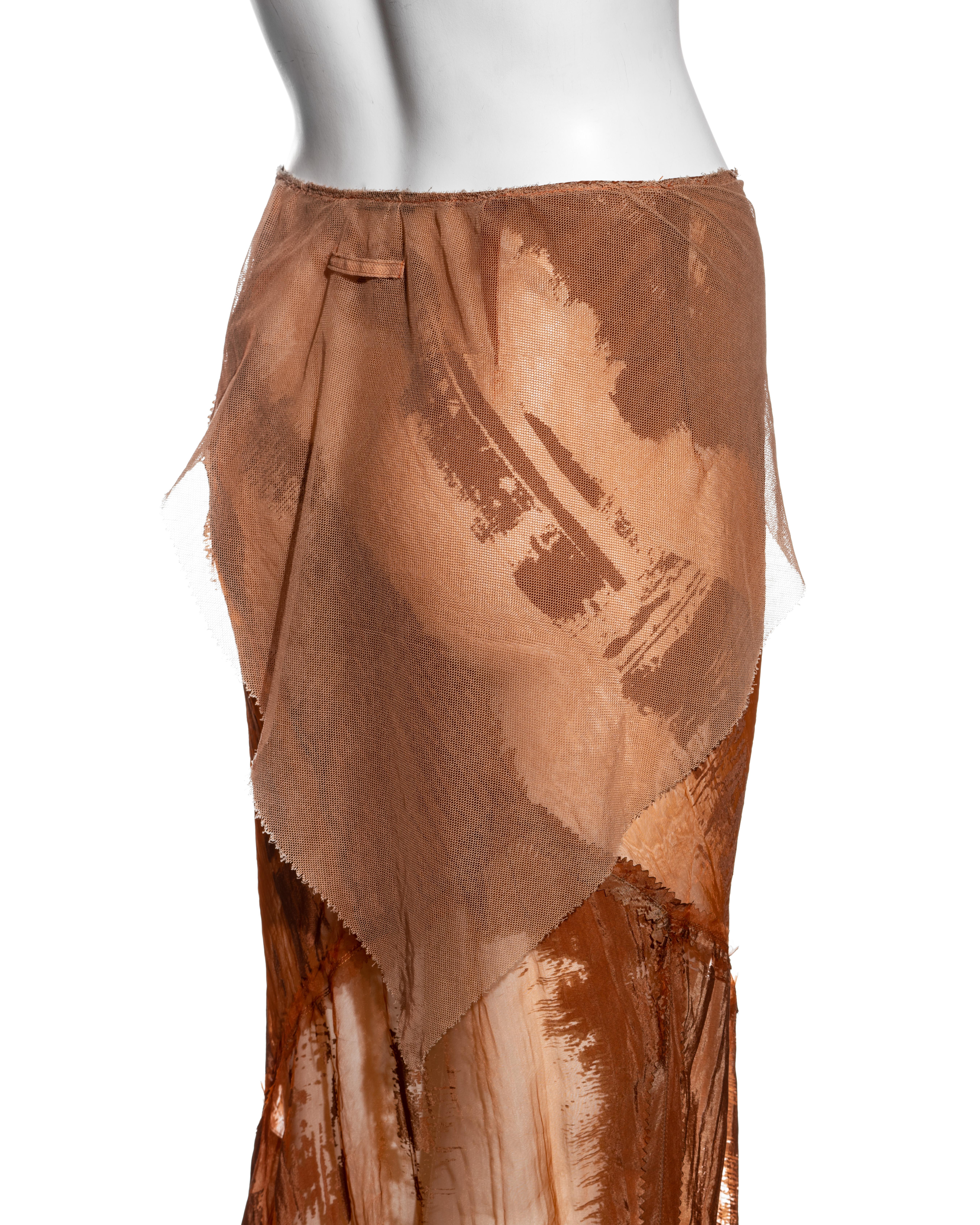 Jean Paul Gaultier clay organza bias cut maxi skirt and blouse set, ss 2002 2