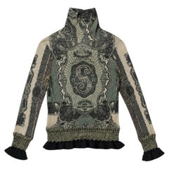 JEAN PAUL GAULTIER Collector “Dollar Bill” Silk Turtleneck Top FW 1994