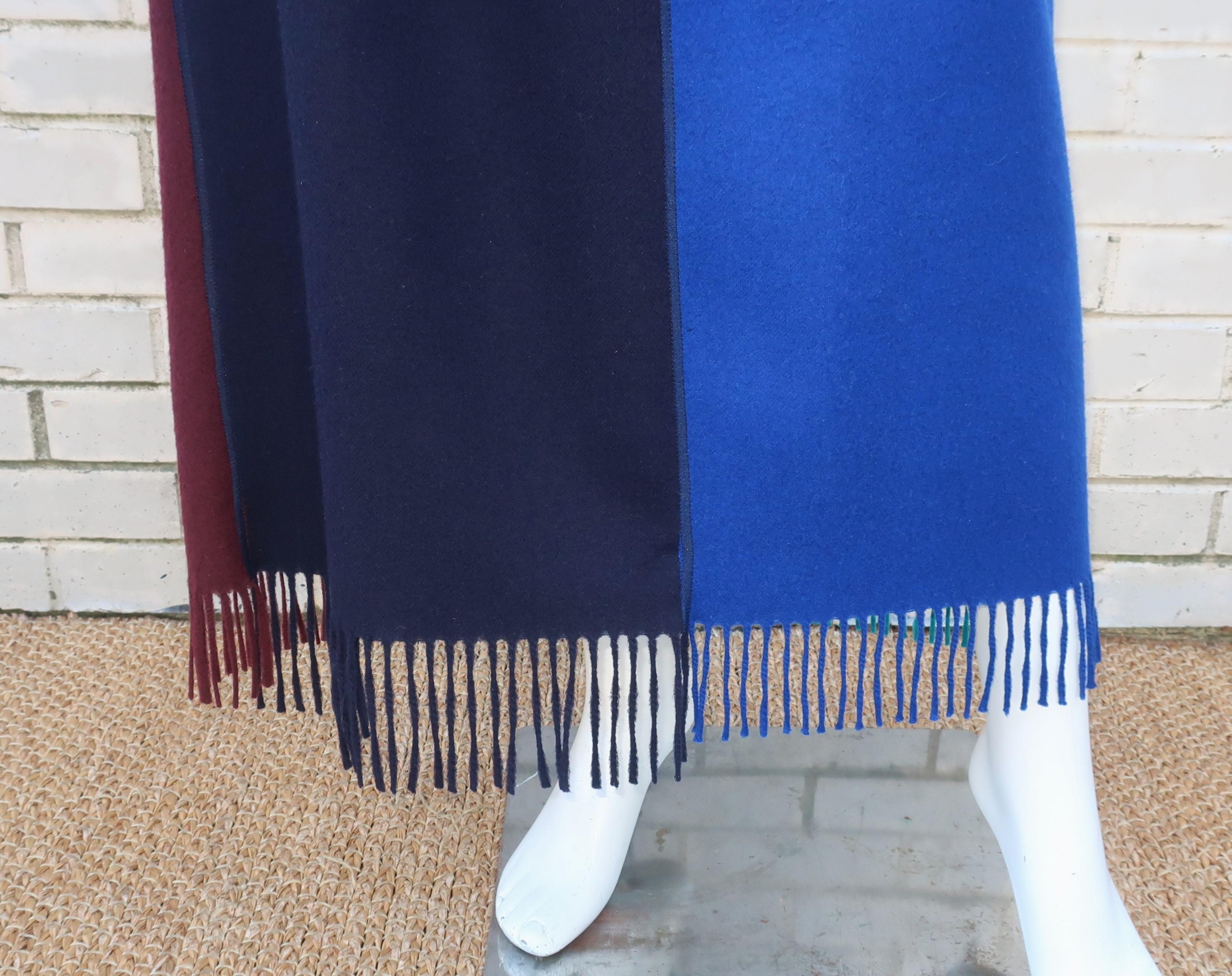 Women's Jean Paul Gaultier Color Block Wool Fringe Skirt, 1980's