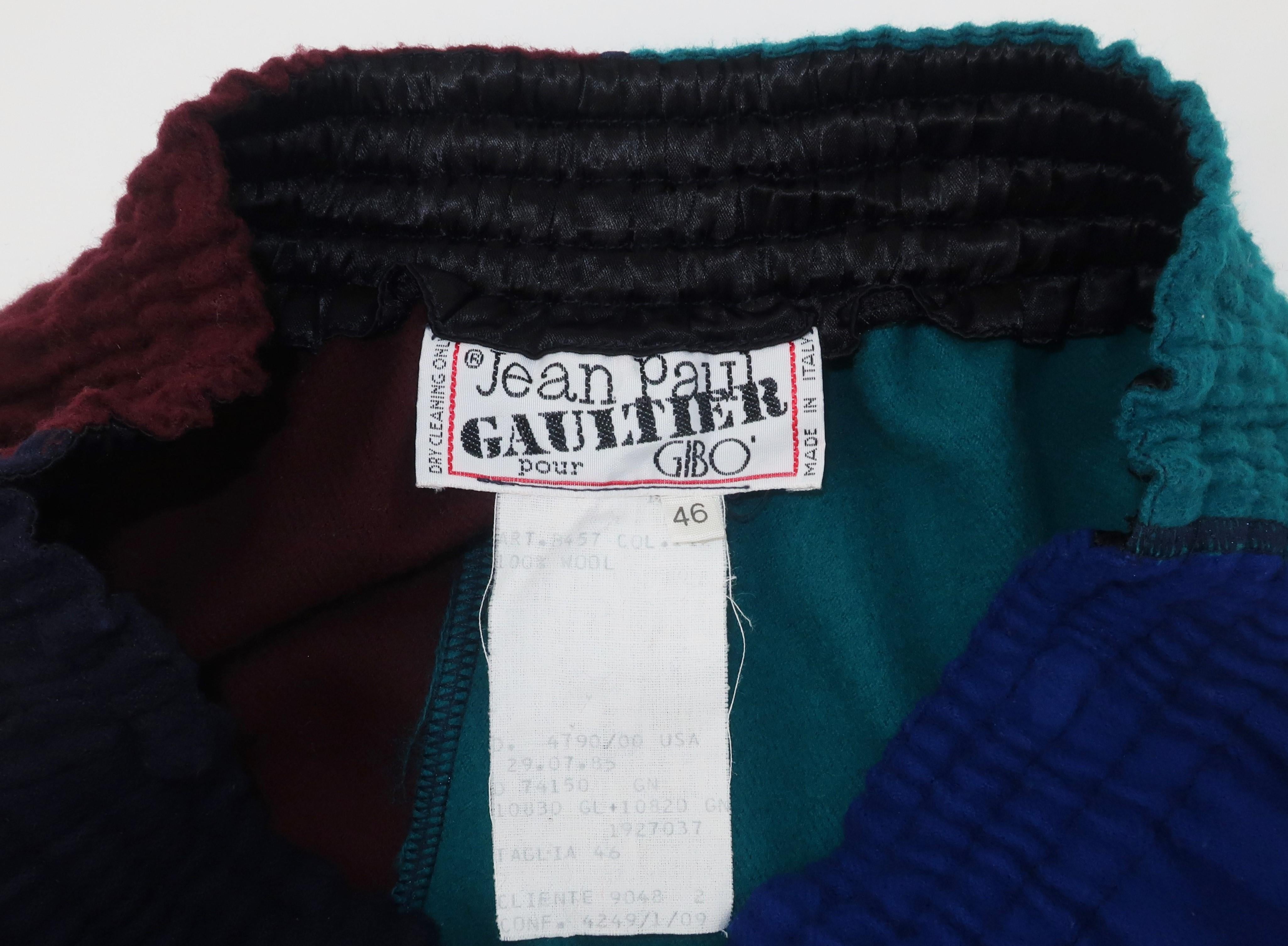 Jean Paul Gaultier Color Block Wool Fringe Skirt, 1980's 3