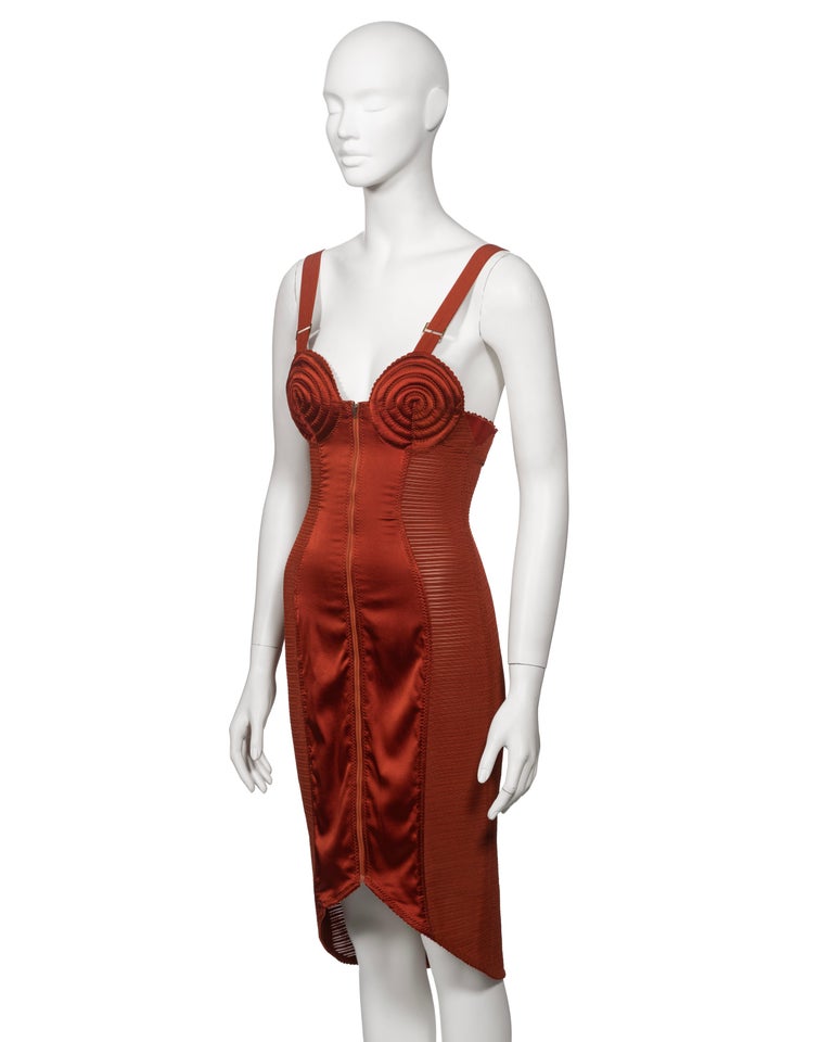 jean paul gaultier red dress Jean Paul Gaultier Vintage SS 2001 Red Art Nouveau Sheer Cutout Tank M Amarcord Vintage Fashion