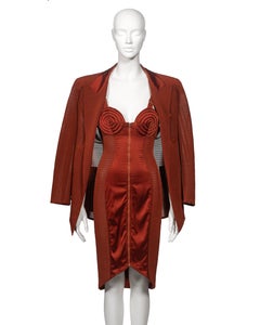 Jean Paul Gaultier Copper Cone Bra Evening Dress and Jacket Ensemble, ss 1987