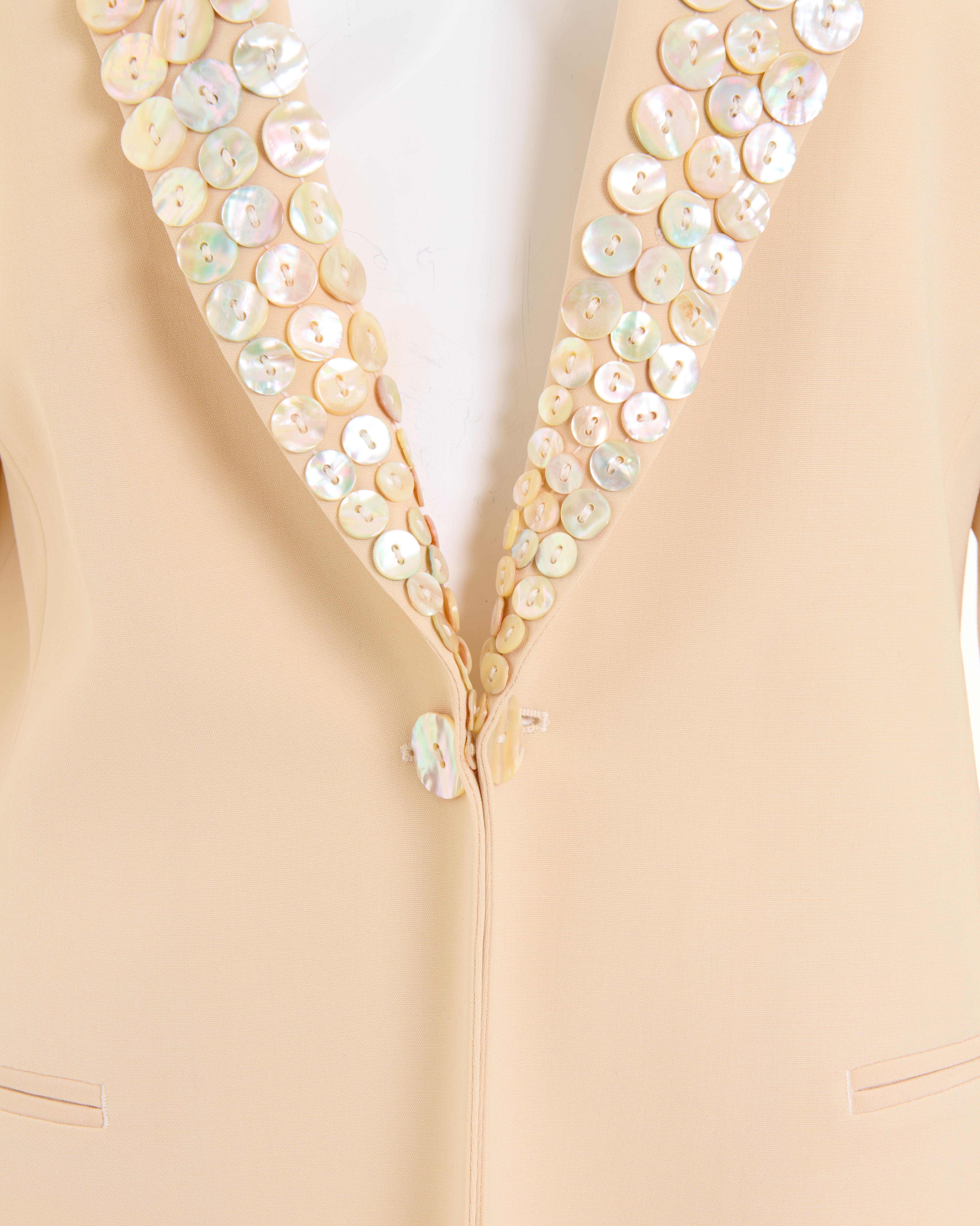 Jean Paul Gaultier Couture S/S 2003 mother of pearl button embellished jacket For Sale 7