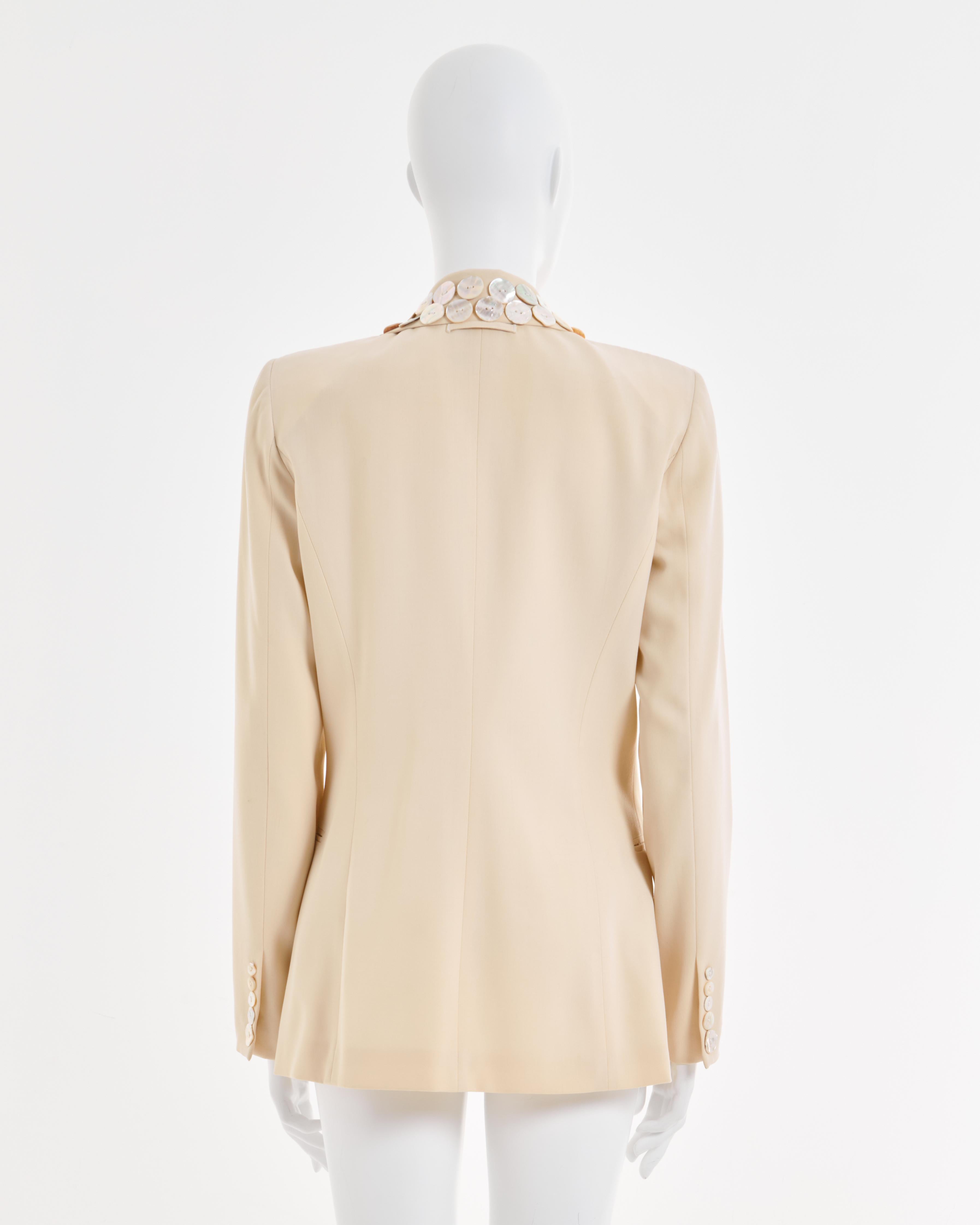 Jean Paul Gaultier Couture S/S 2003 mother of pearl button embellished jacket For Sale 2