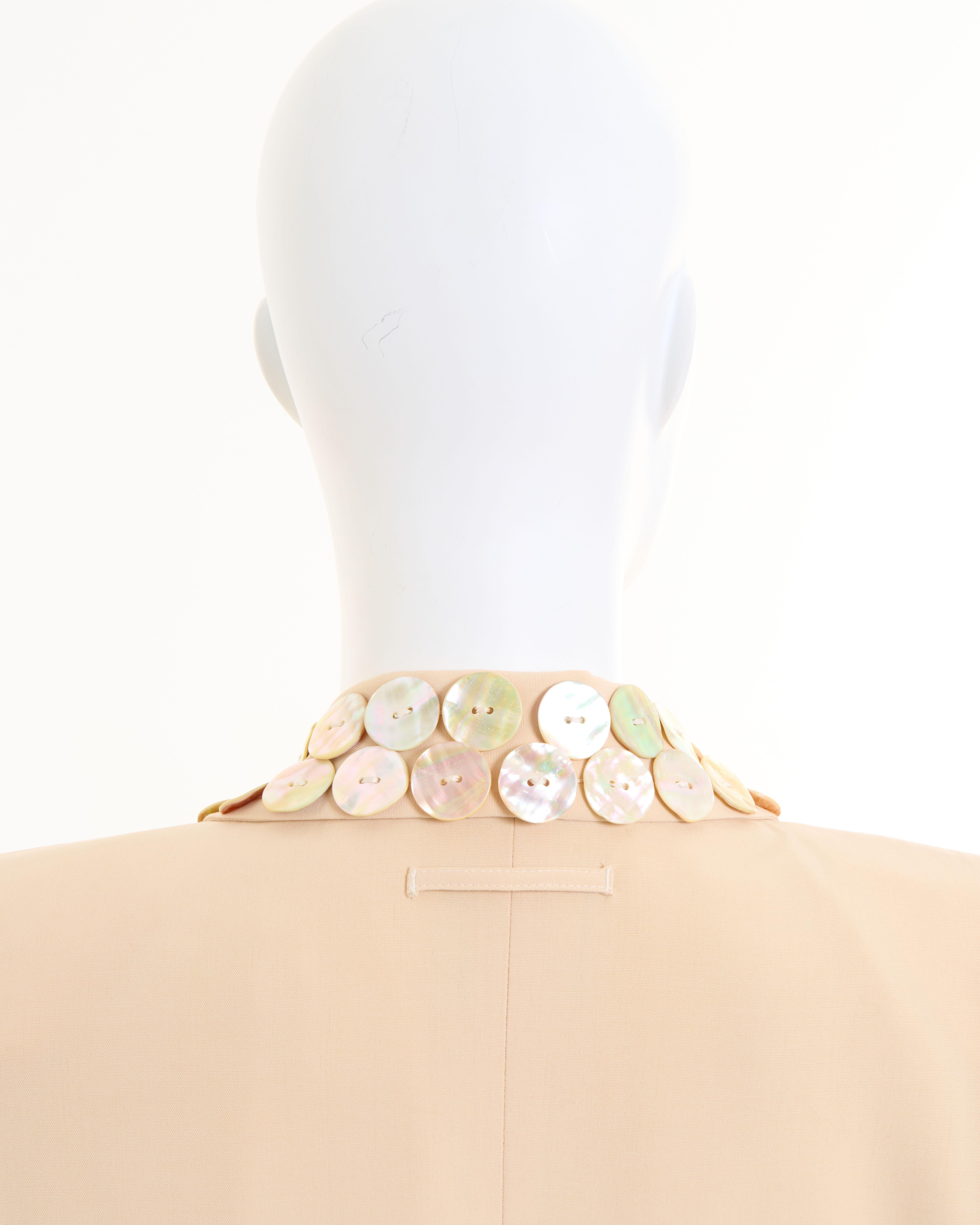 Jean Paul Gaultier Couture S/S 2003 mother of pearl button embellished jacket For Sale 3