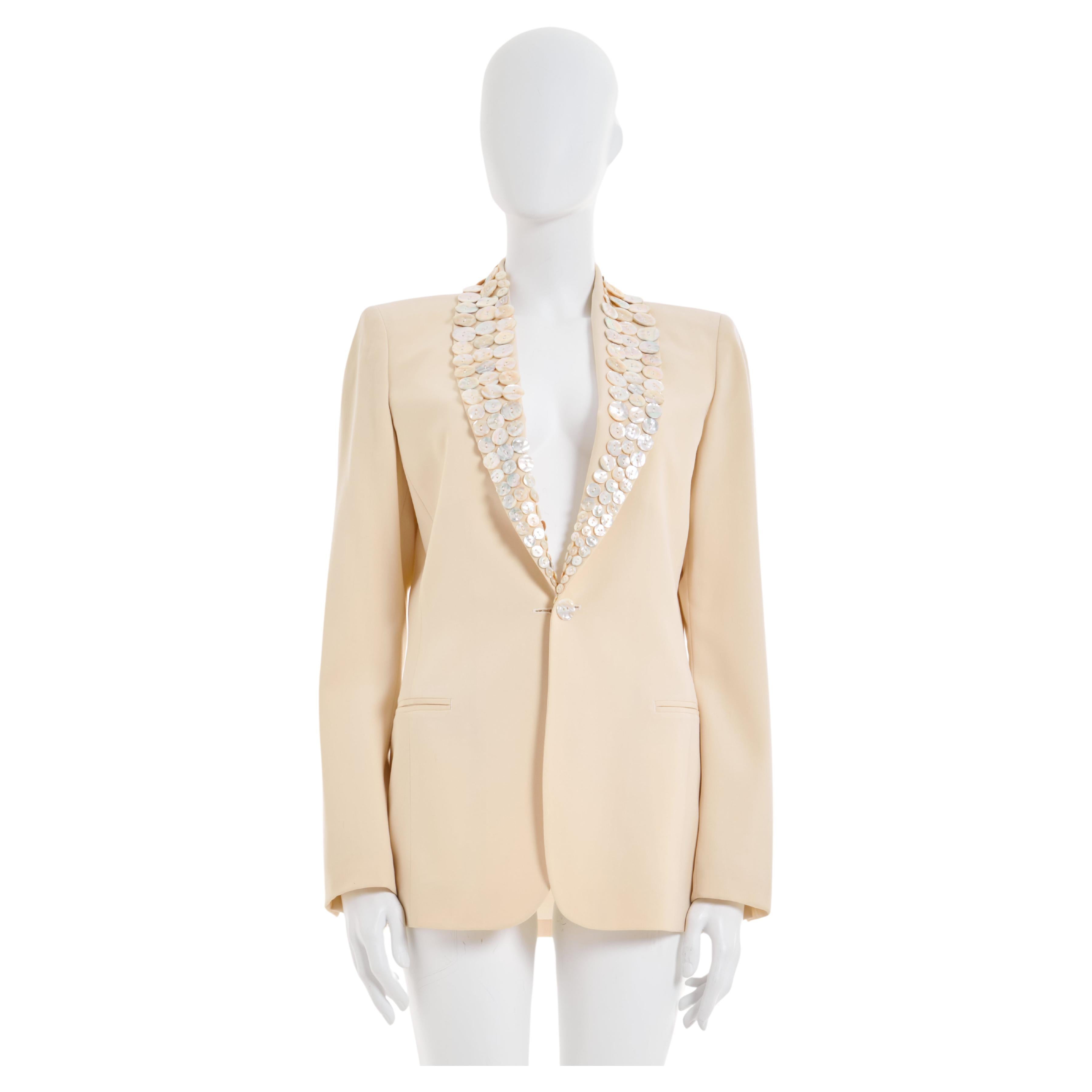 Jean Paul Gaultier Couture S/S 2003 mother of pearl button embellished jacket For Sale
