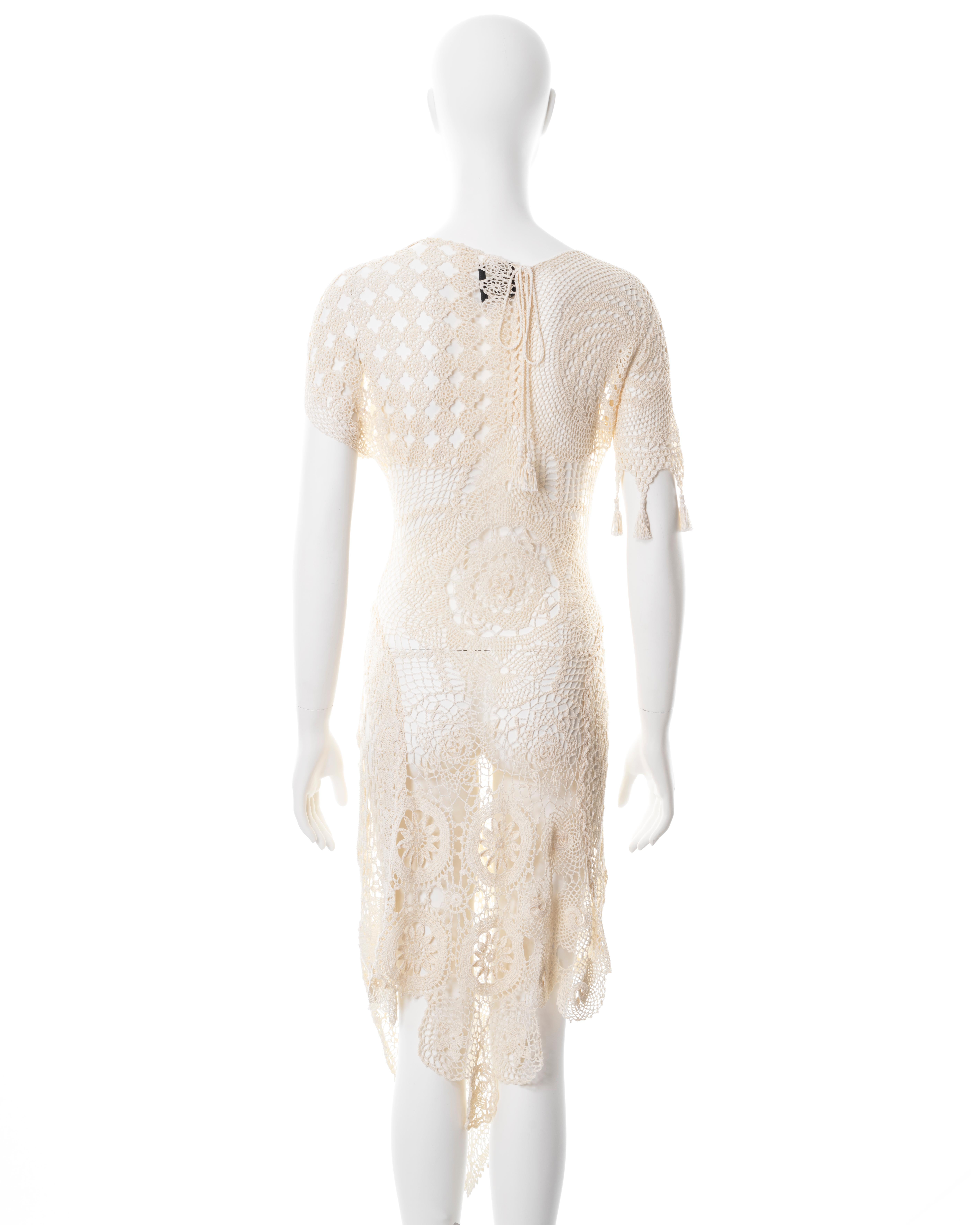 Jean Paul Gaultier cream crochet cotton deconstructed dress, ss 2008 6