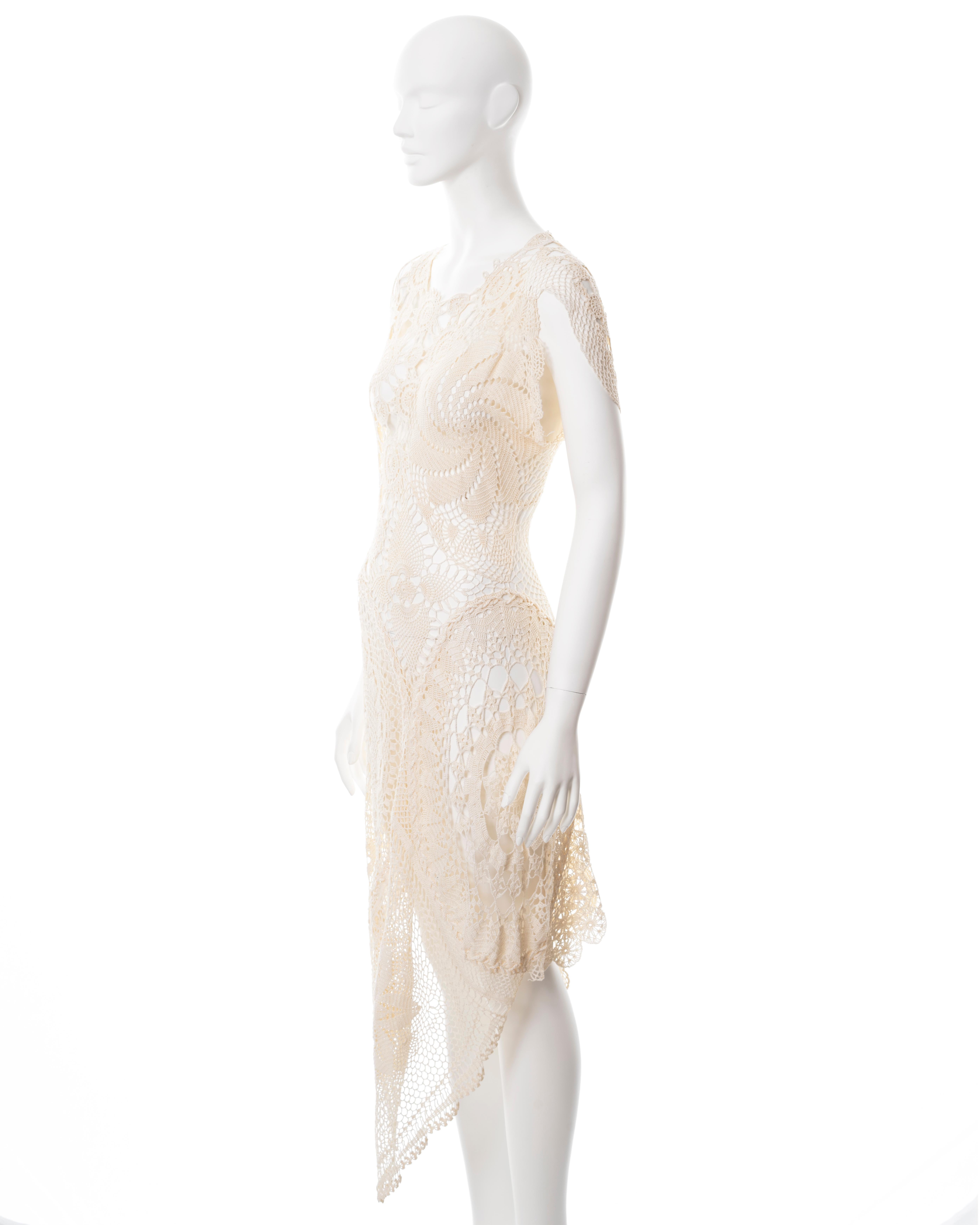 Jean Paul Gaultier cream crochet cotton deconstructed dress, ss 2008 8