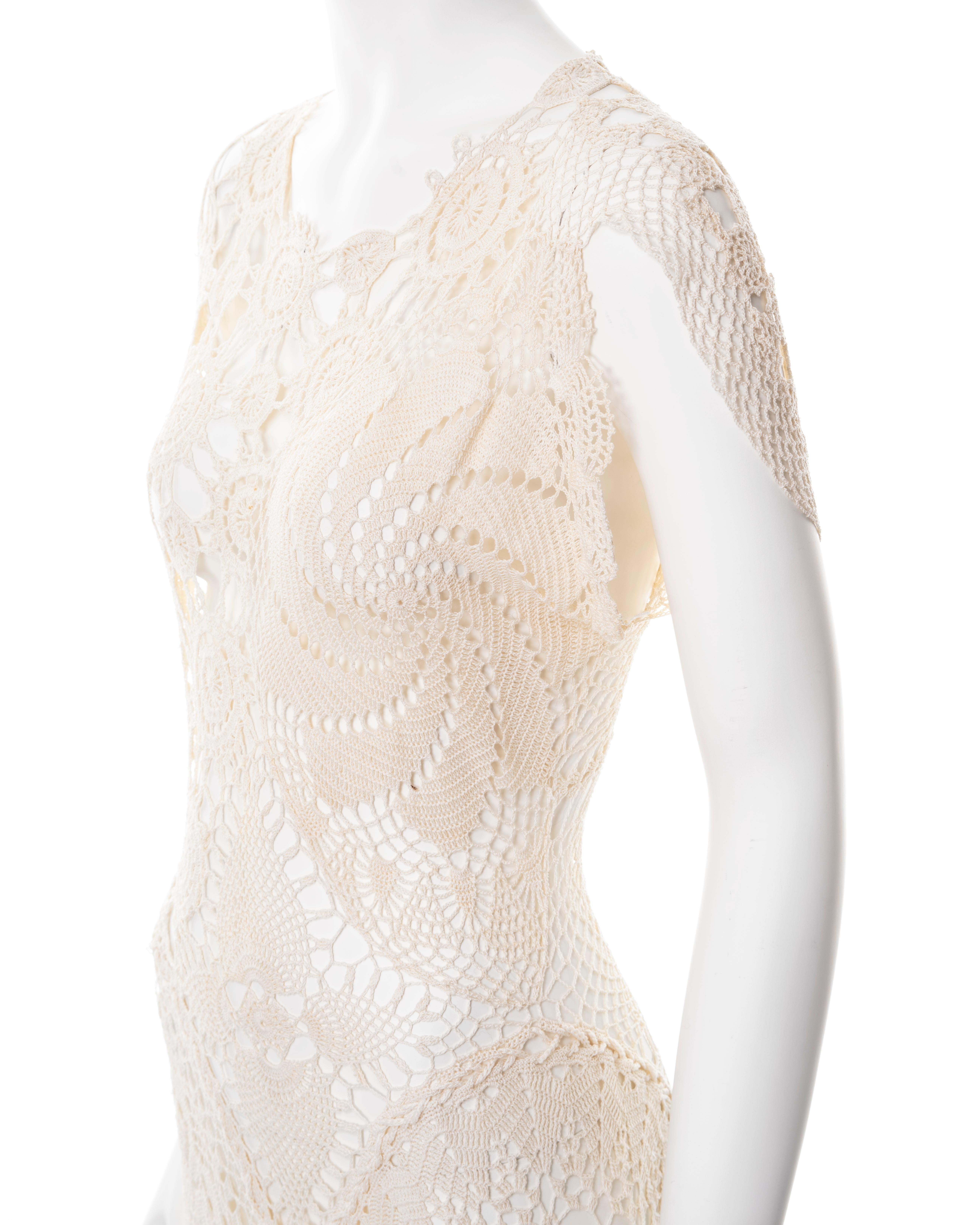 Jean Paul Gaultier cream crochet cotton deconstructed dress, ss 2008 9
