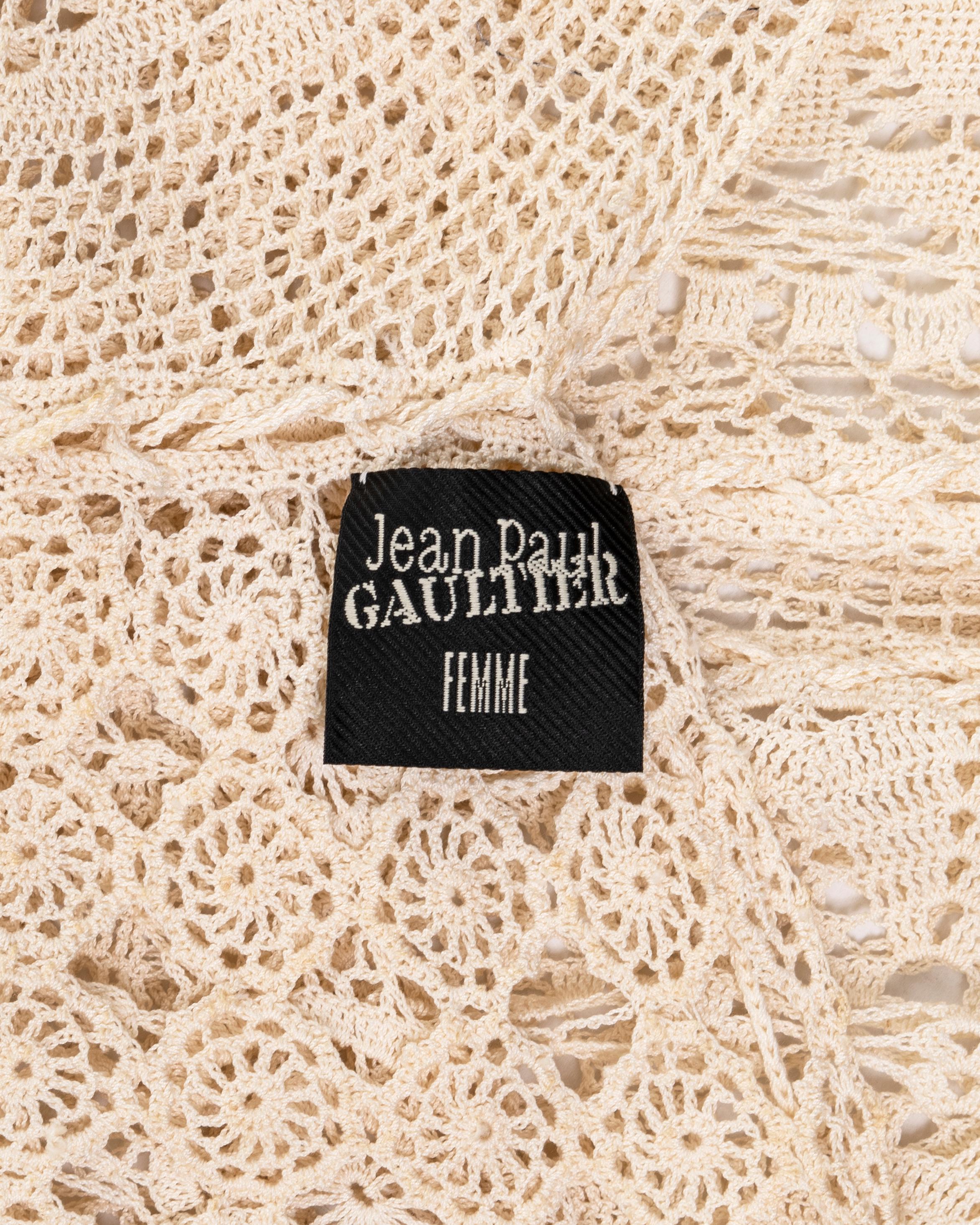 Jean Paul Gaultier cream crochet cotton deconstructed dress, ss 2008 10