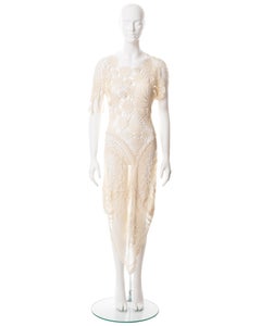 Jean Paul Gaultier cream crochet cotton deconstructed dress, ss 2008