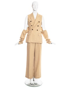 Jean Paul Gaultier cream linen three piece pant suit, ss 1997