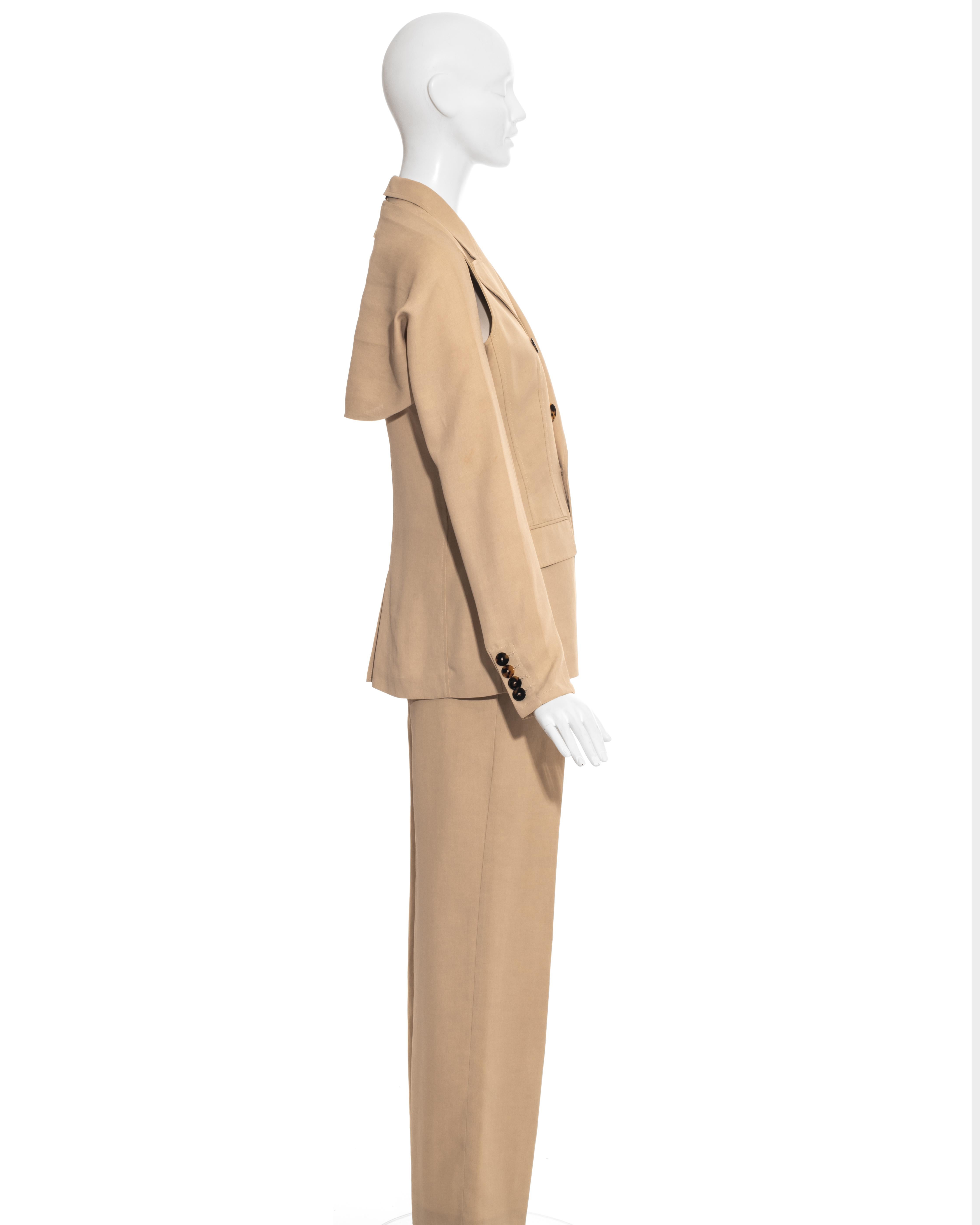 Beige Jean Paul Gaultier cream linen three piece pant suit, ss 1997 For Sale