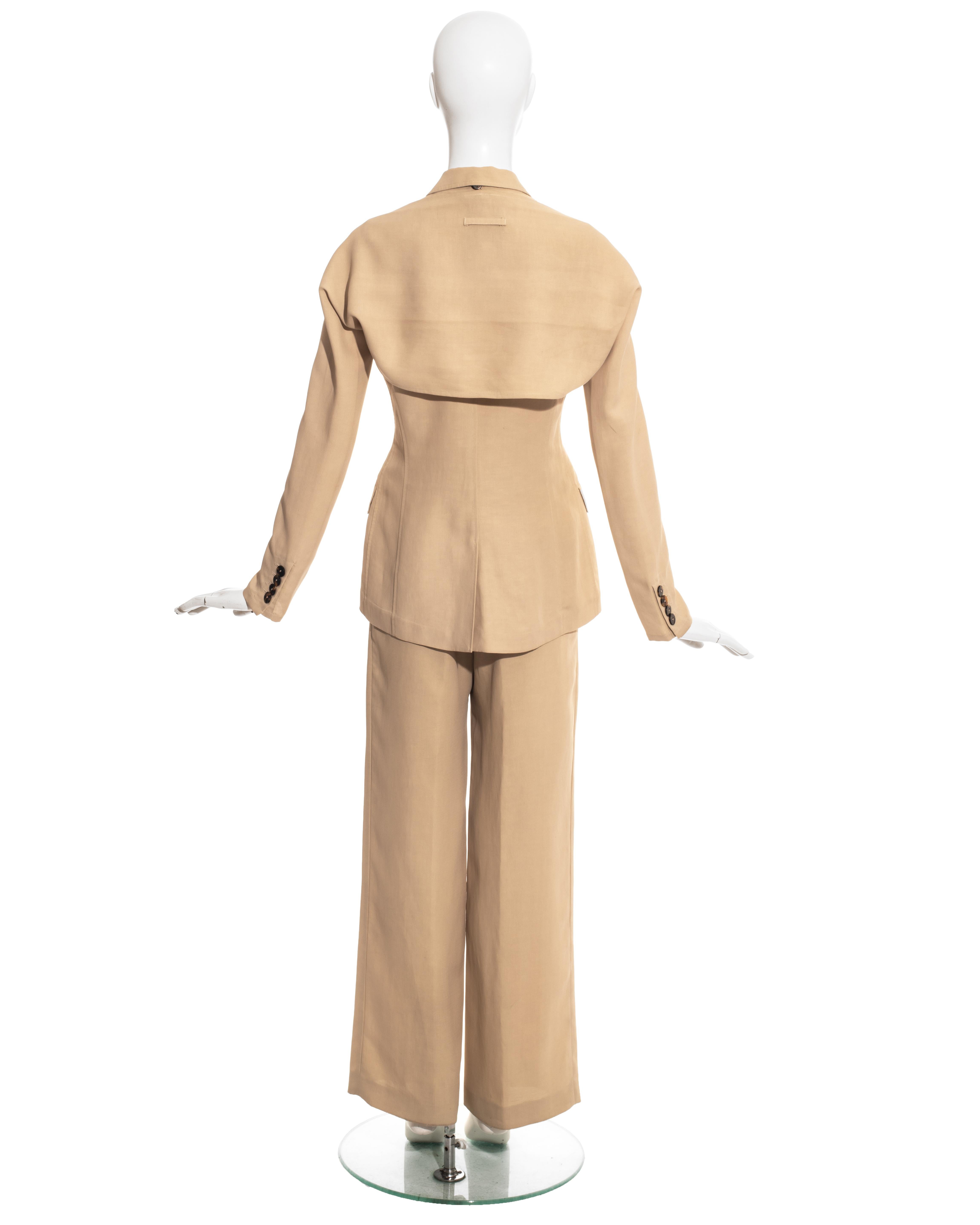 Jean Paul Gaultier cream linen three piece pant suit, ss 1997 In Excellent Condition For Sale In London, GB
