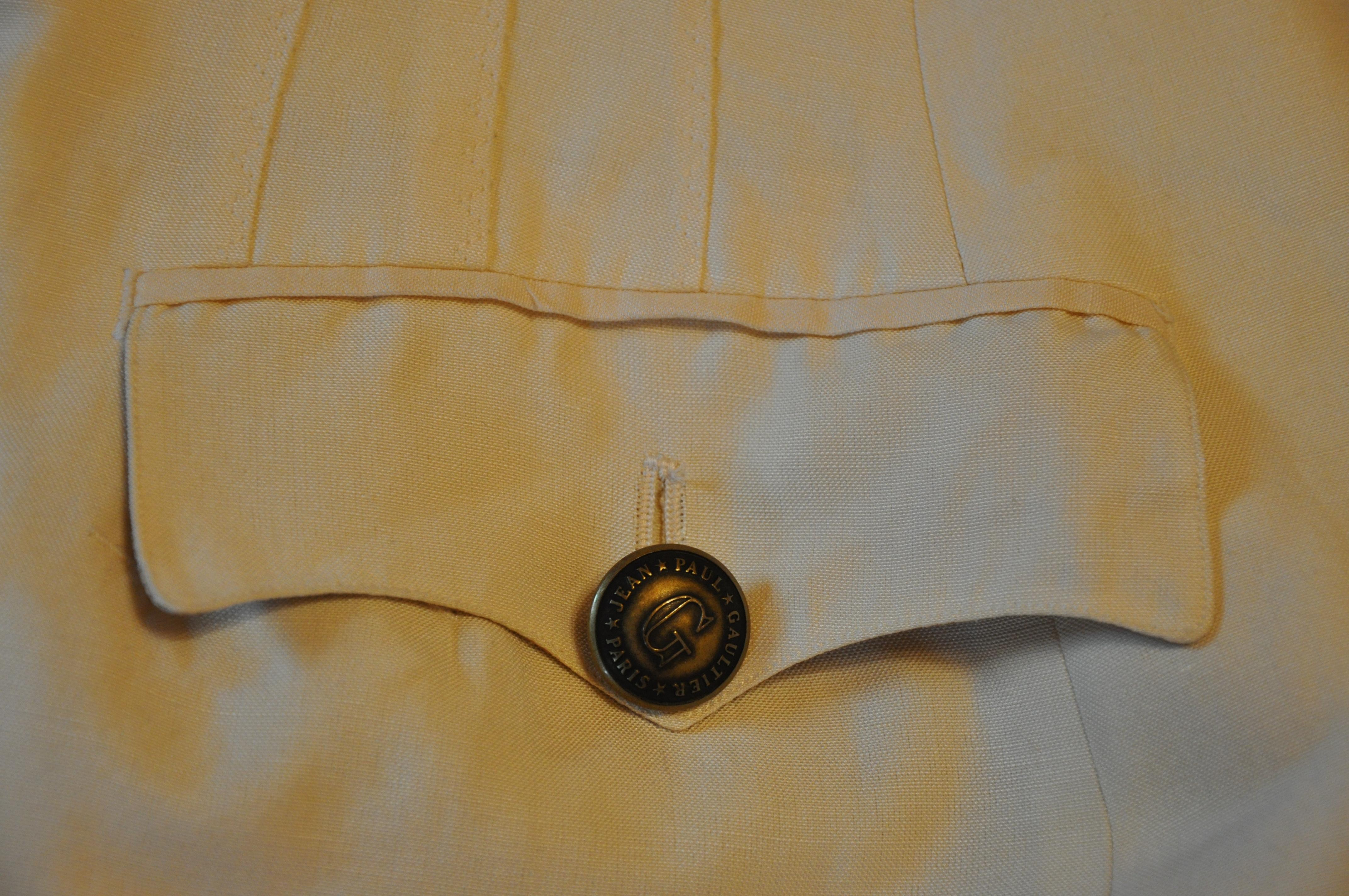 Jean Paul Gaultier Cream Silk-Linen Military-Style Jacket For Sale 2