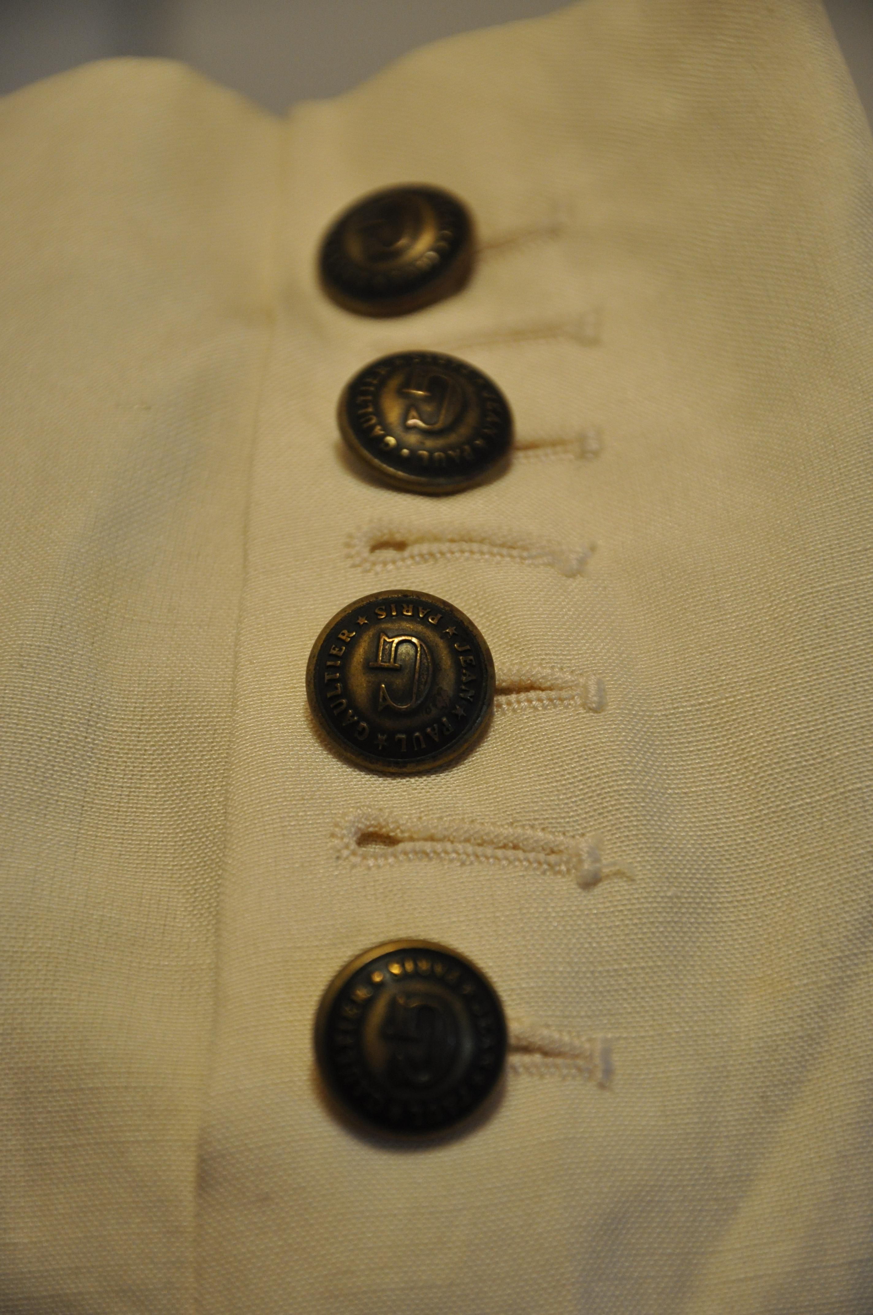Jean Paul Gaultier Cream Silk-Linen Military-Style Jacket For Sale 1
