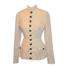 Jean Paul Gaultier Chaqueta militar de lino y seda color crema