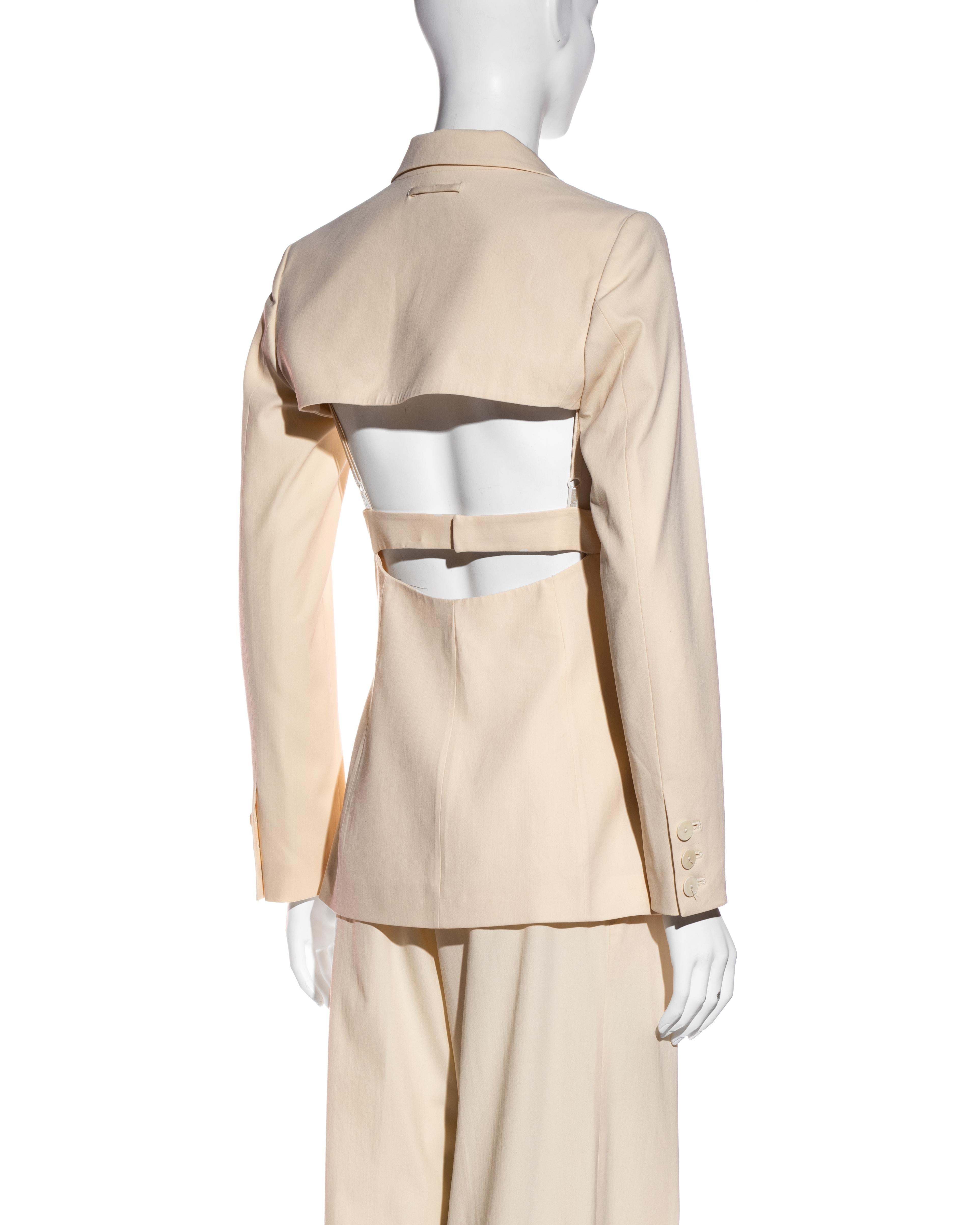 Jean Paul Gaultier cream wool and macramé 3 piece pant suit, ss 2007 1