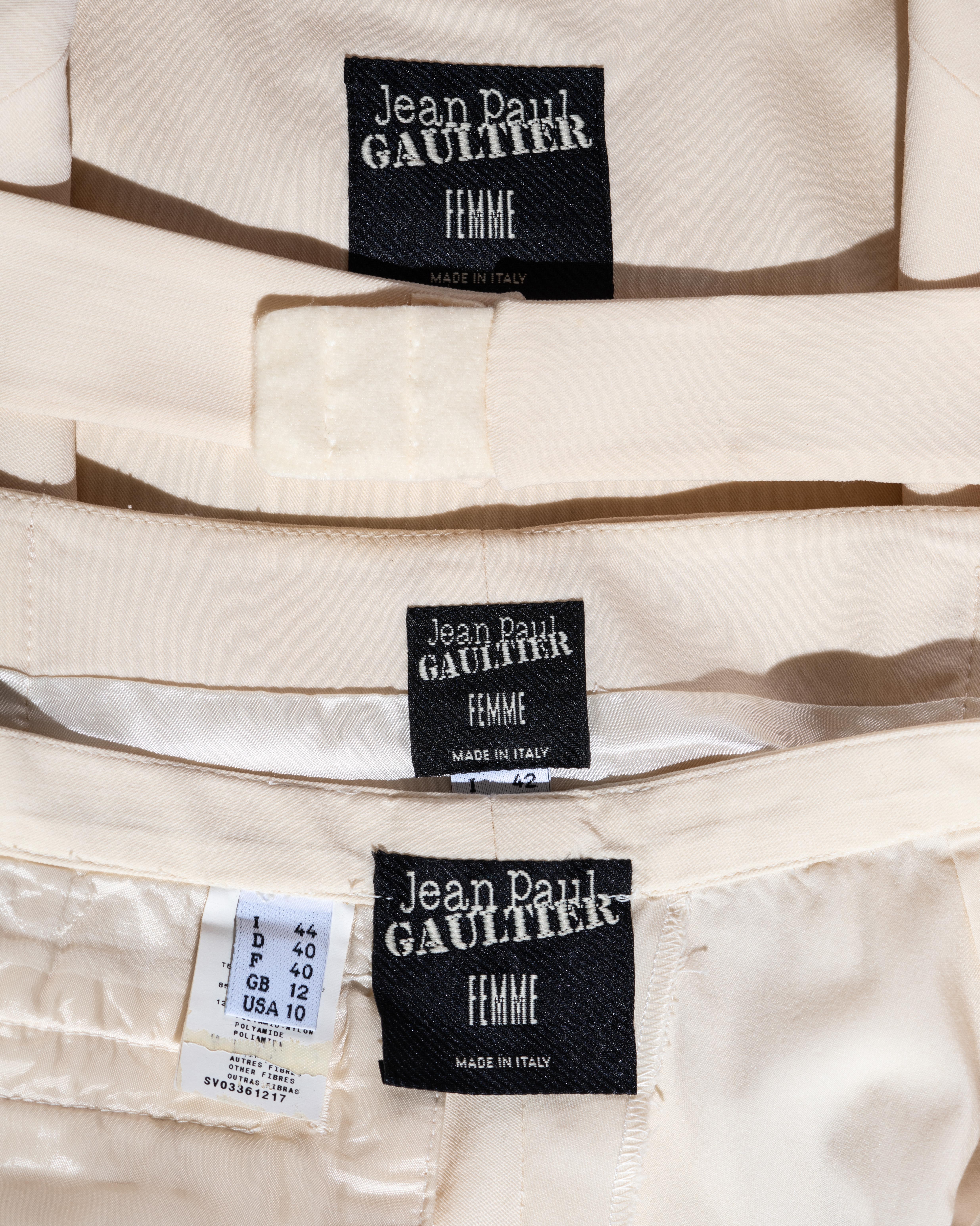 Jean Paul Gaultier cream wool and macramé 3 piece pant suit, ss 2007 3