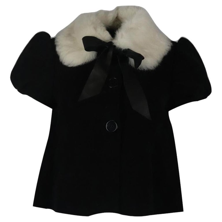 Jean Paul Gaultier Cropped Rabbit Fur Trimmed Cotton Jacket Fr 38 Uk 10 ...