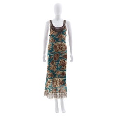 Vintage Jean Paul Gaultier Cuba print mesh maxi dres, ss 1998