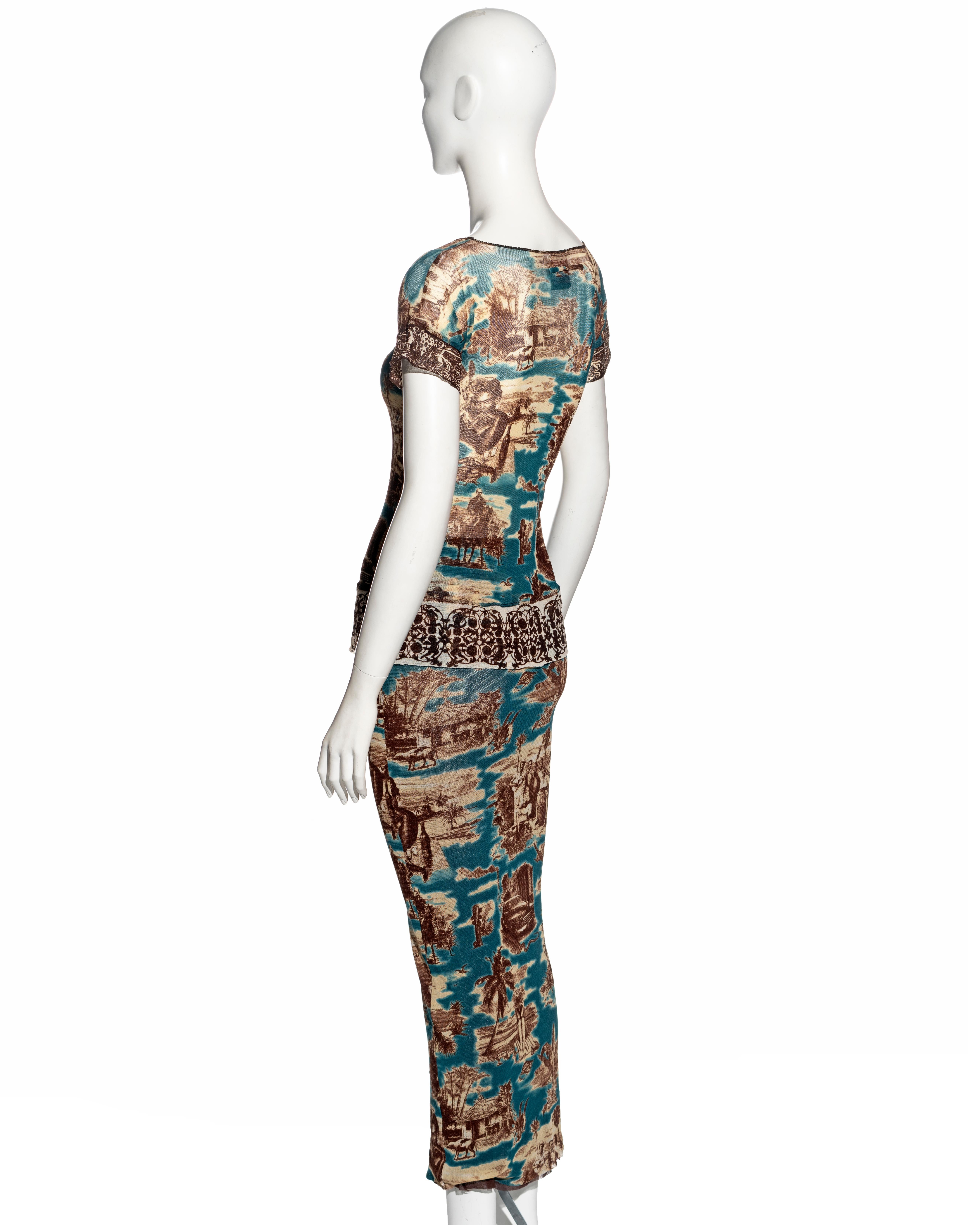 Jean Paul Gaultier Cuba print mesh t-shirt and maxi skirt set, ss 1998 4